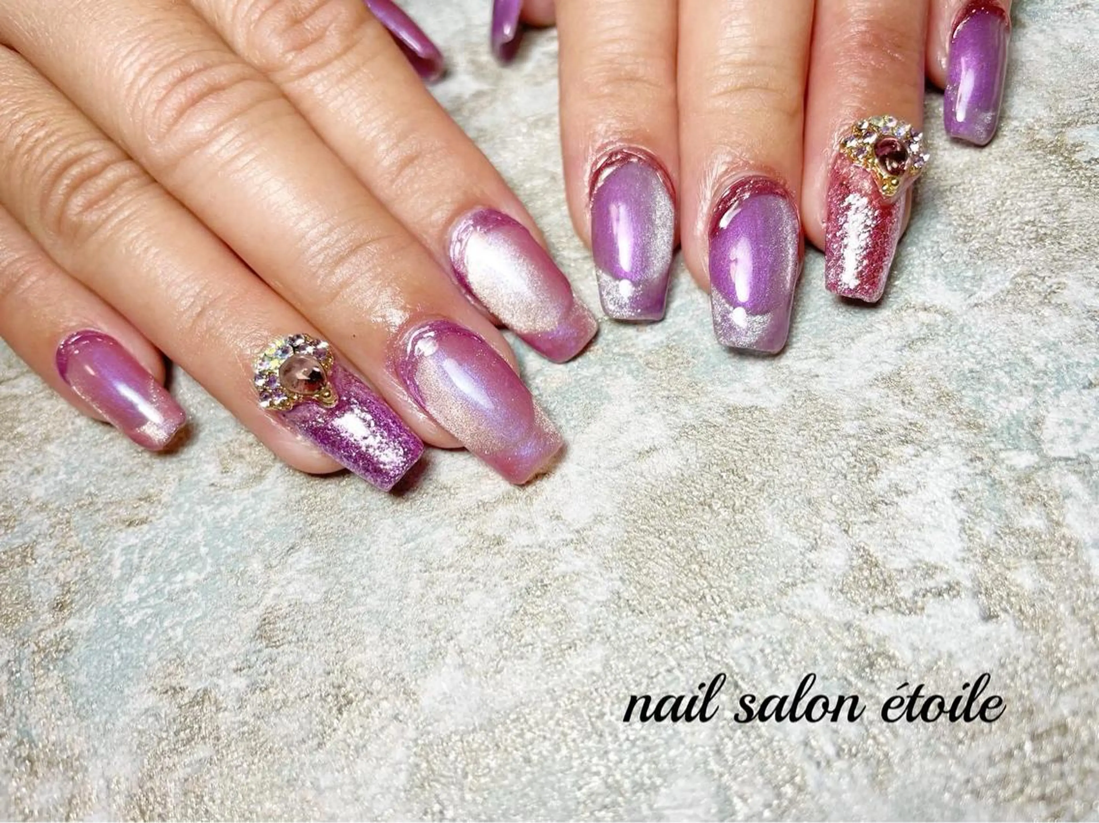 ネイル アートネイル フレンチネイル ジェルネイル ラメ(グリッター) マグネットネイル ハンドネイル nail salon étoileのネイルデザイン