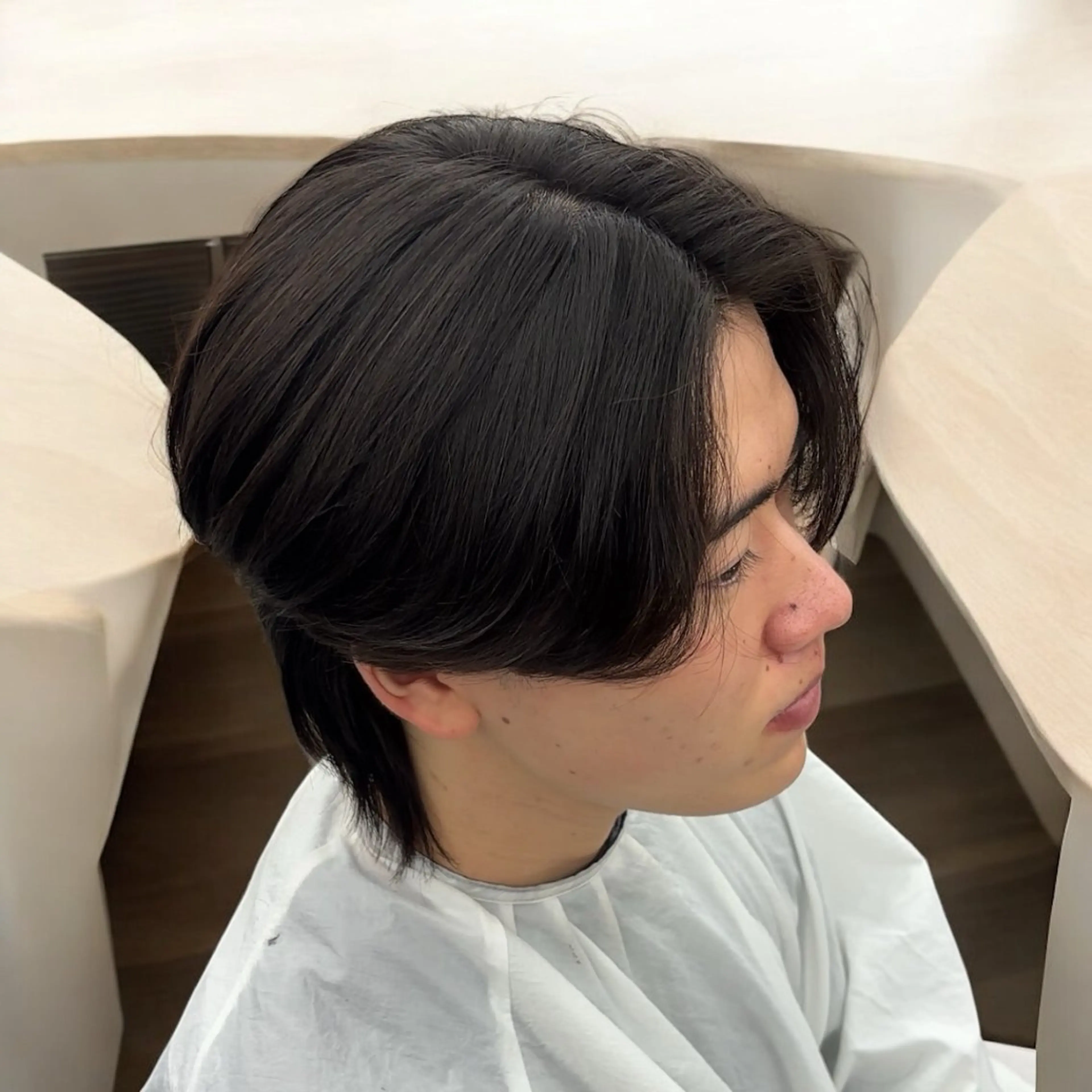 パーマ メンズ センターパート メンズパーマ メンズウルフカット 縮毛矯正 ウルフカット カット パーマ 縮毛矯正/メンズ パーマ/岩名新大のヘアスタイル