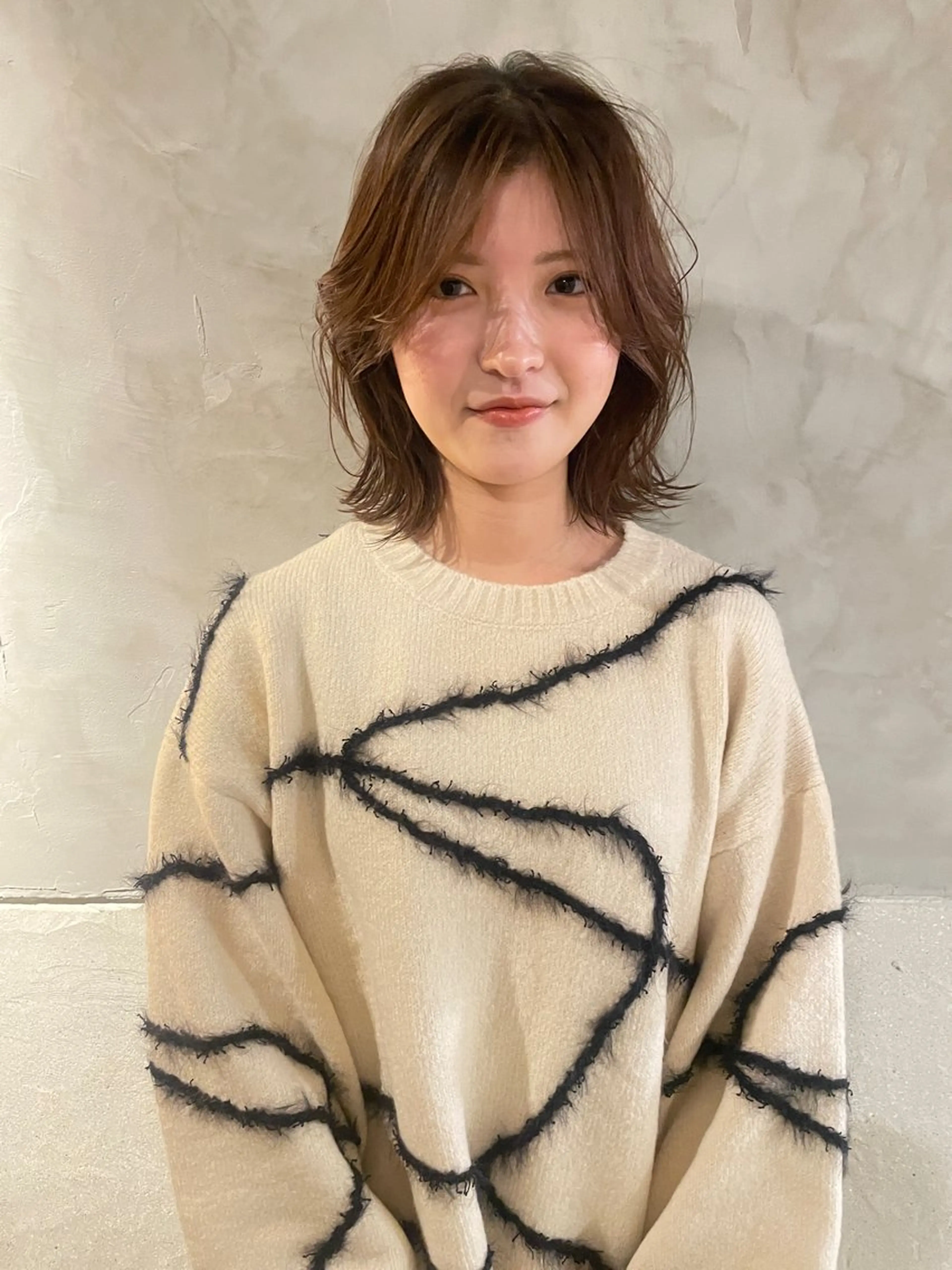 ミディアム カラー カット ヘアカラー トリートメント さの あやねのヘアスタイル