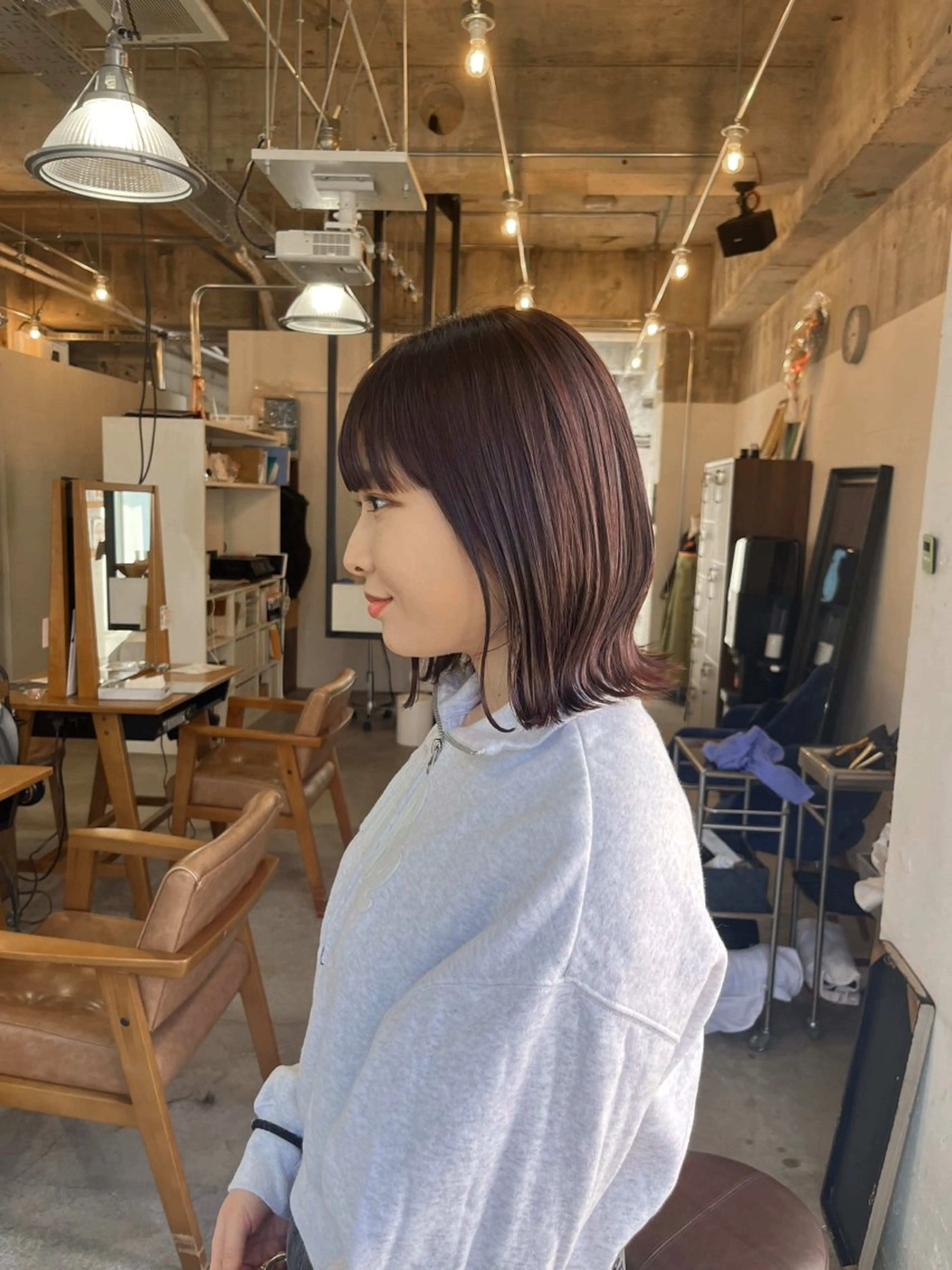 ミディアム カラー ブラウンカラー ピンクカラー ピンクブラウン カット ヘアカラー トリートメント SABO /透明感カラー/美髪のヘアスタイル