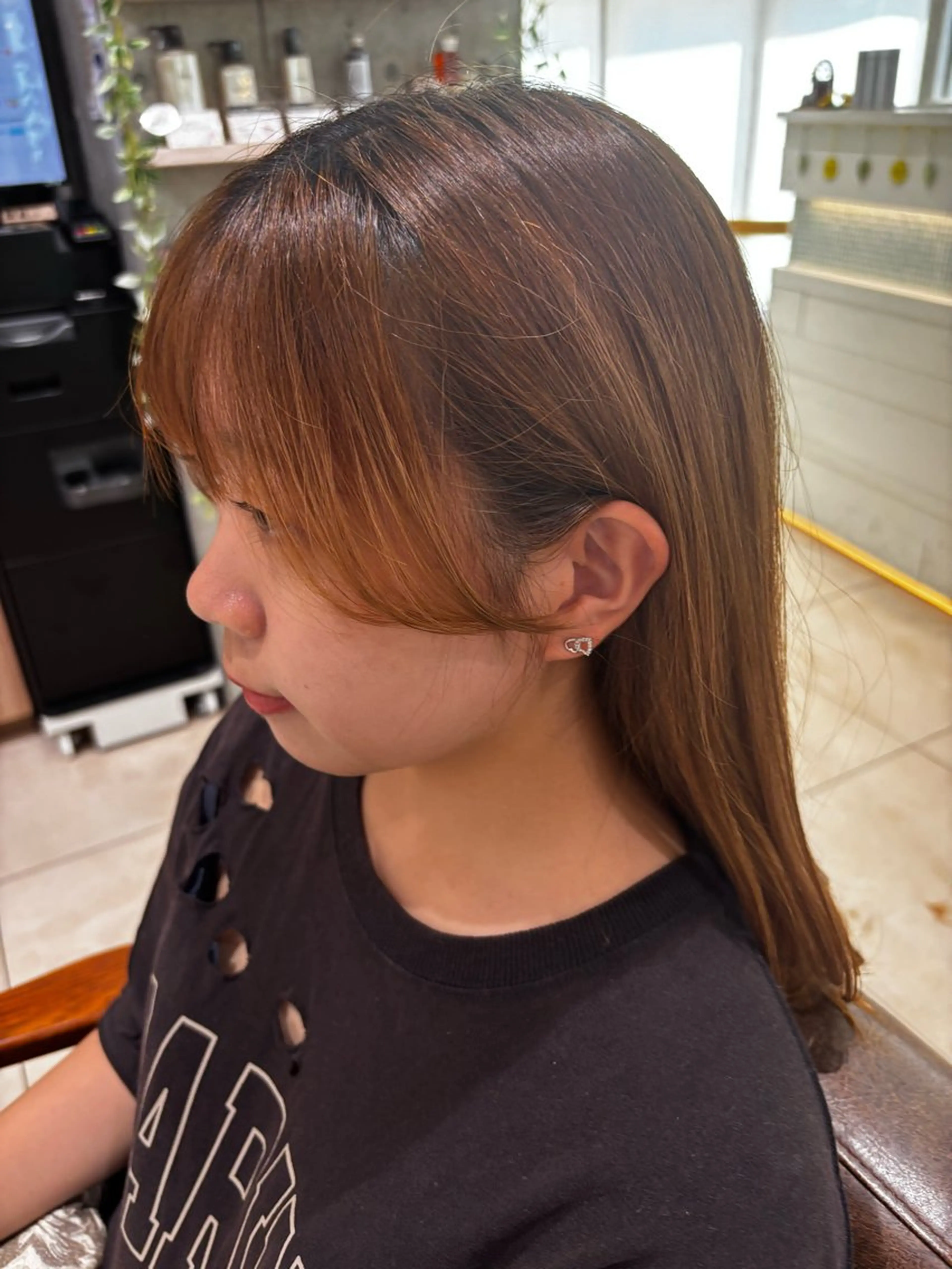 セミロング カット ヘアカラー トリートメント オリーブ/韓国風 まつパ/himariのヘアスタイル