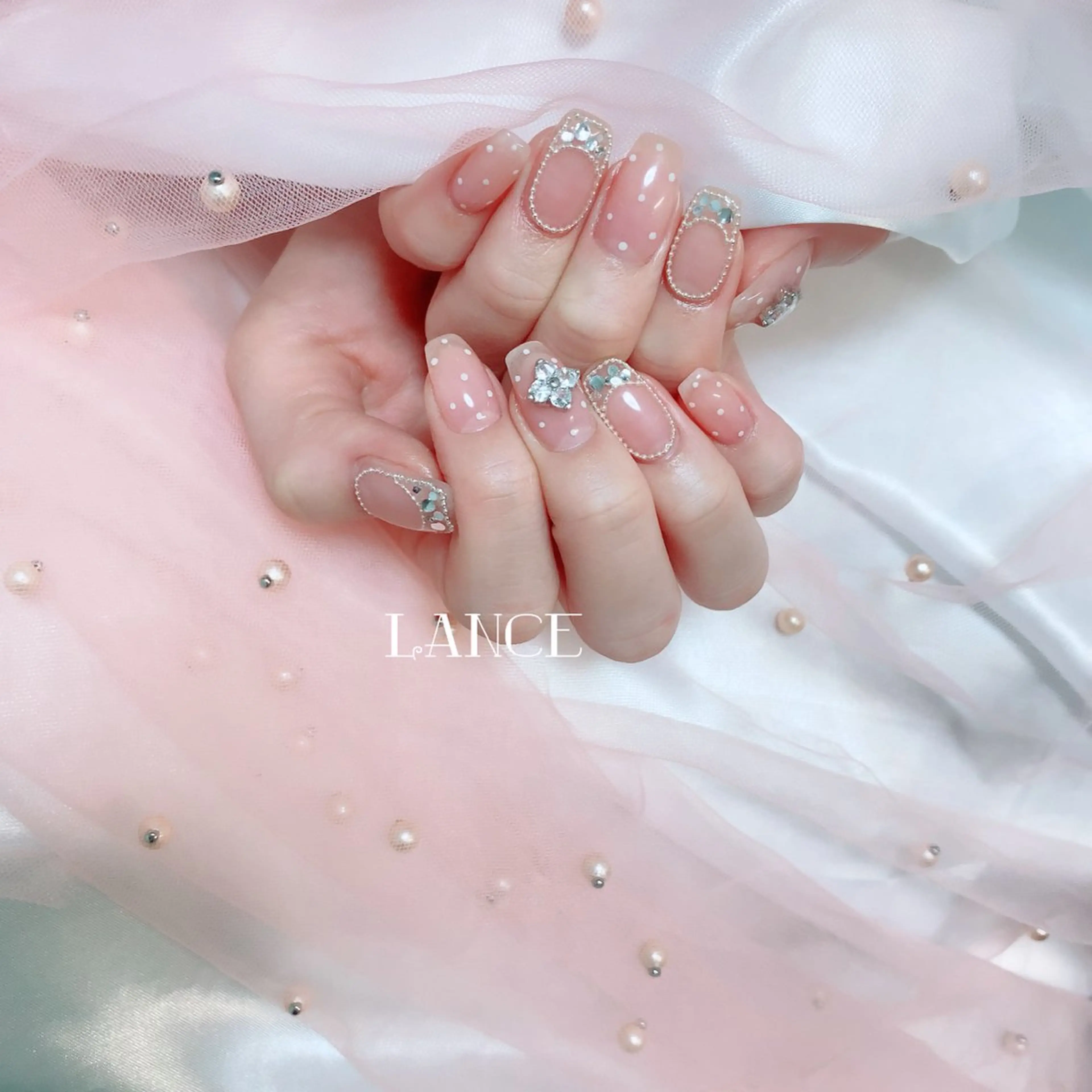 ネイル オーロラネイル フットネイル フレンチネイル ハート キラキラネイル Lance nailのネイルデザイン