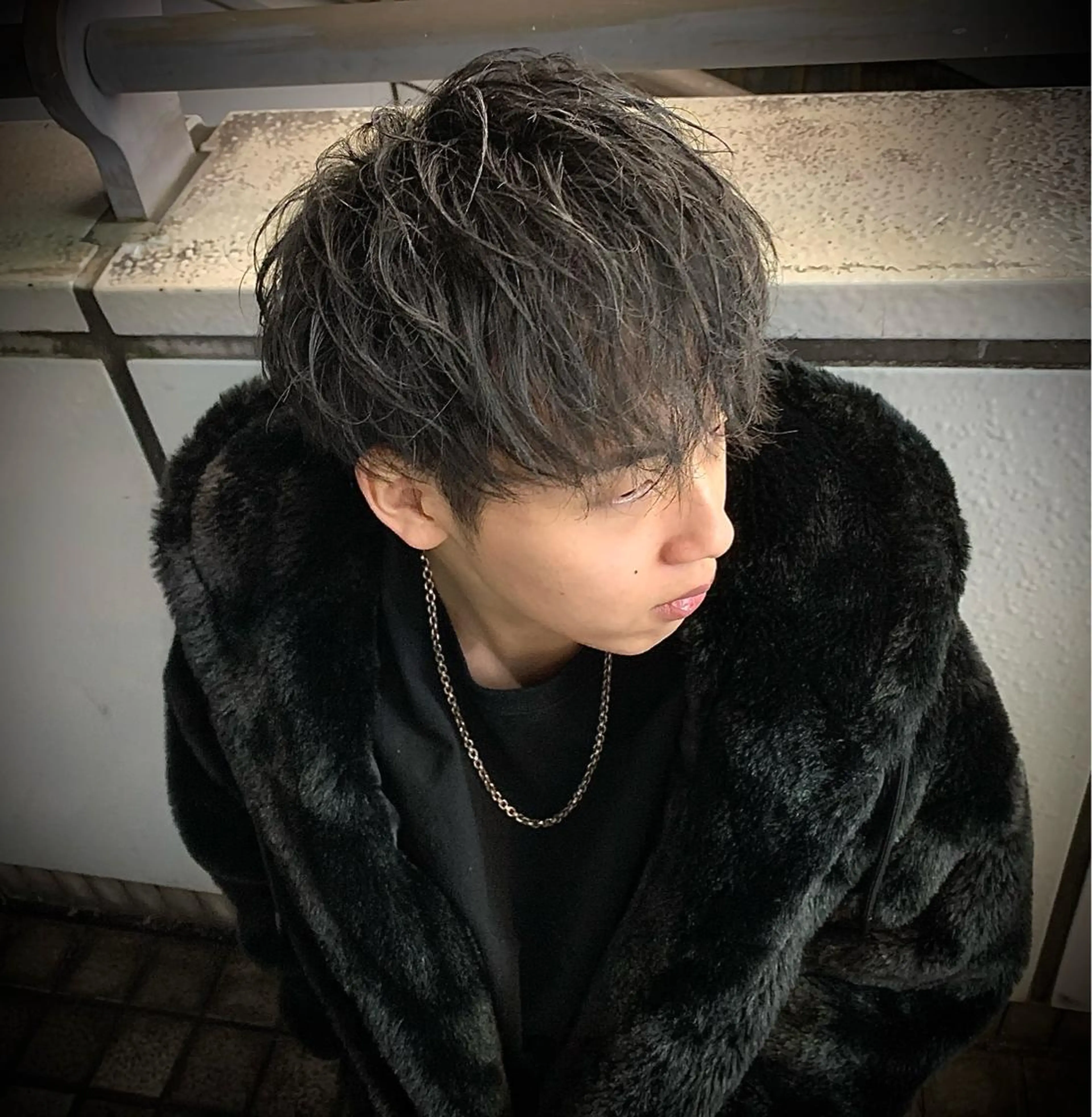 ミディアム パーマ メンズ カット パーマ ヘアセット 練習用 坂場のヘアスタイル