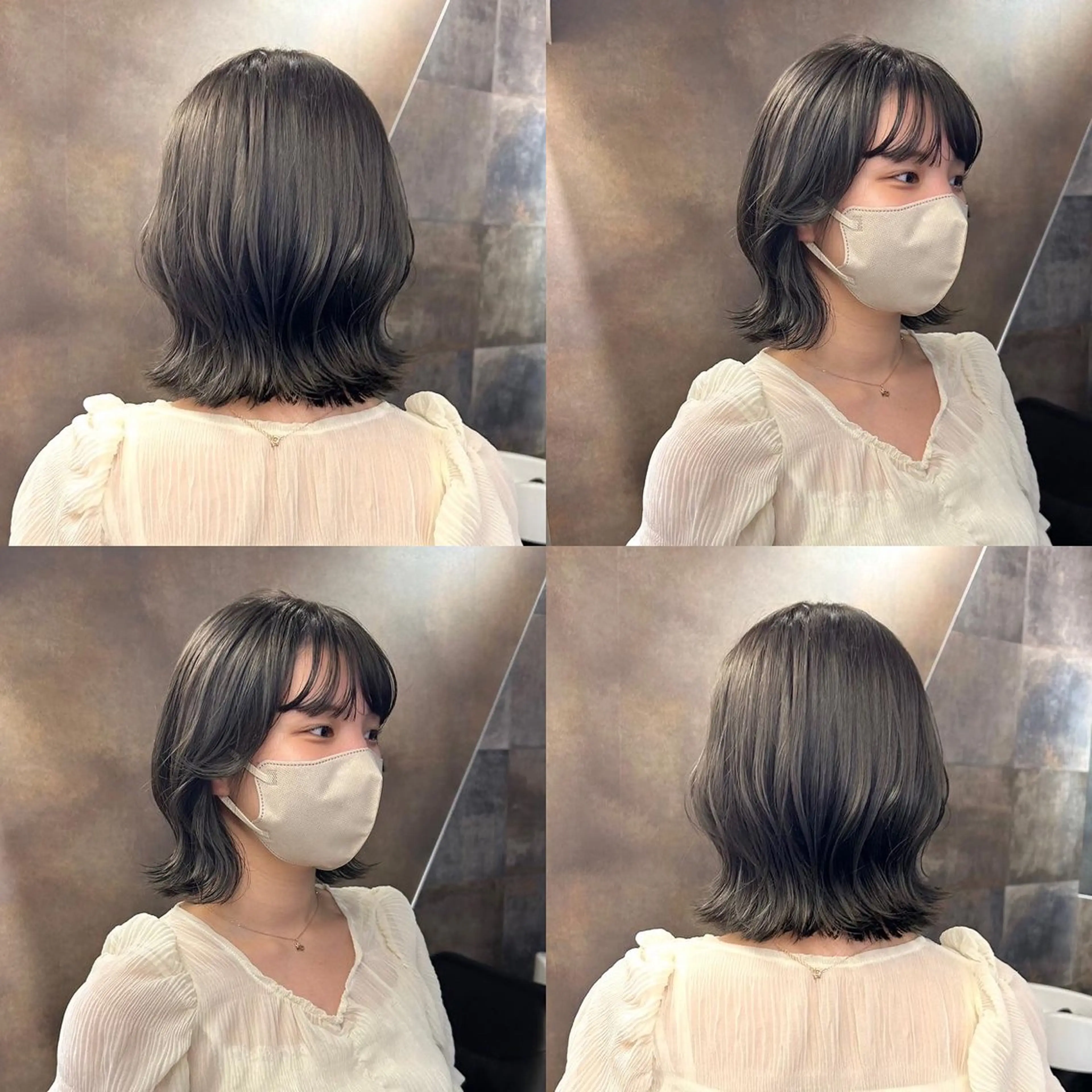 ミディアム カラー ベージュカラー 透明感カラー オリーブベージュ ピンクカラー ピンクベージュ カット ヘアカラー SAKINO． ベージュカラーのヘアスタイル