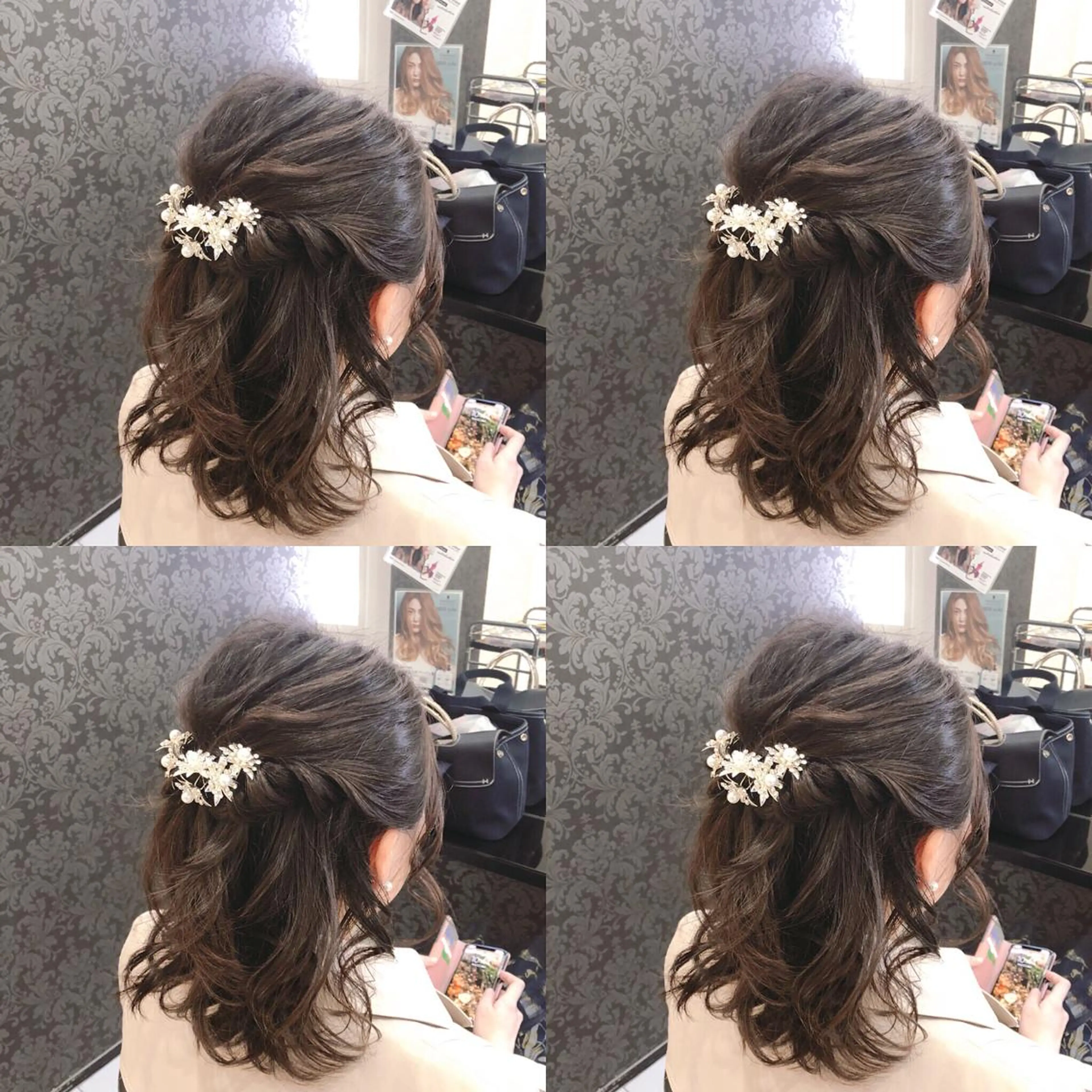 ミディアム ヘアアレンジ ハーフアップ ヘアセット 🌷MAYU 🌷のヘアスタイル