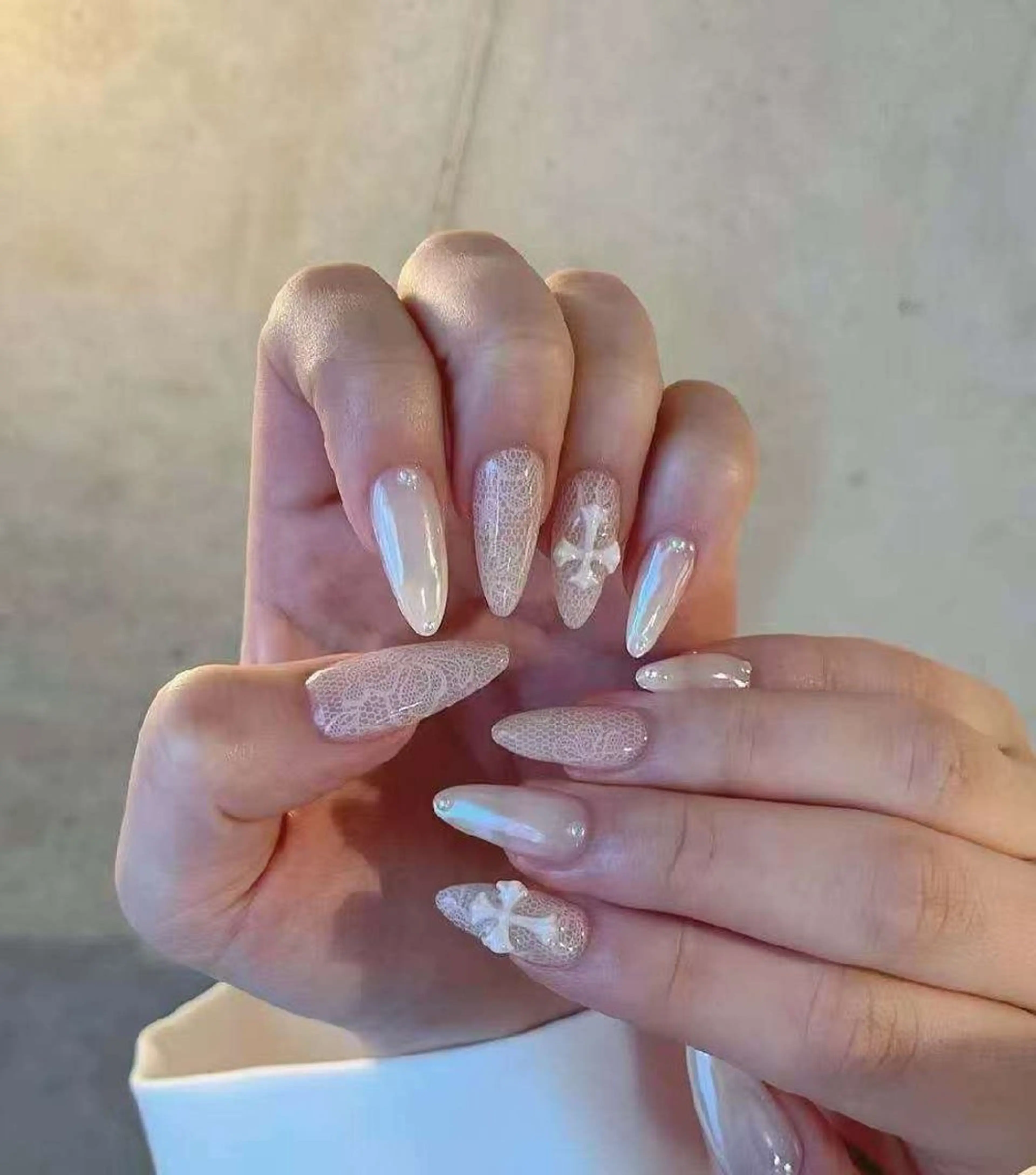 ネイル フラワーネイル フレンチネイル ジェルネイル ガラスフレンチ ハート ハンドネイル Oomiya 服部のネイルデザイン