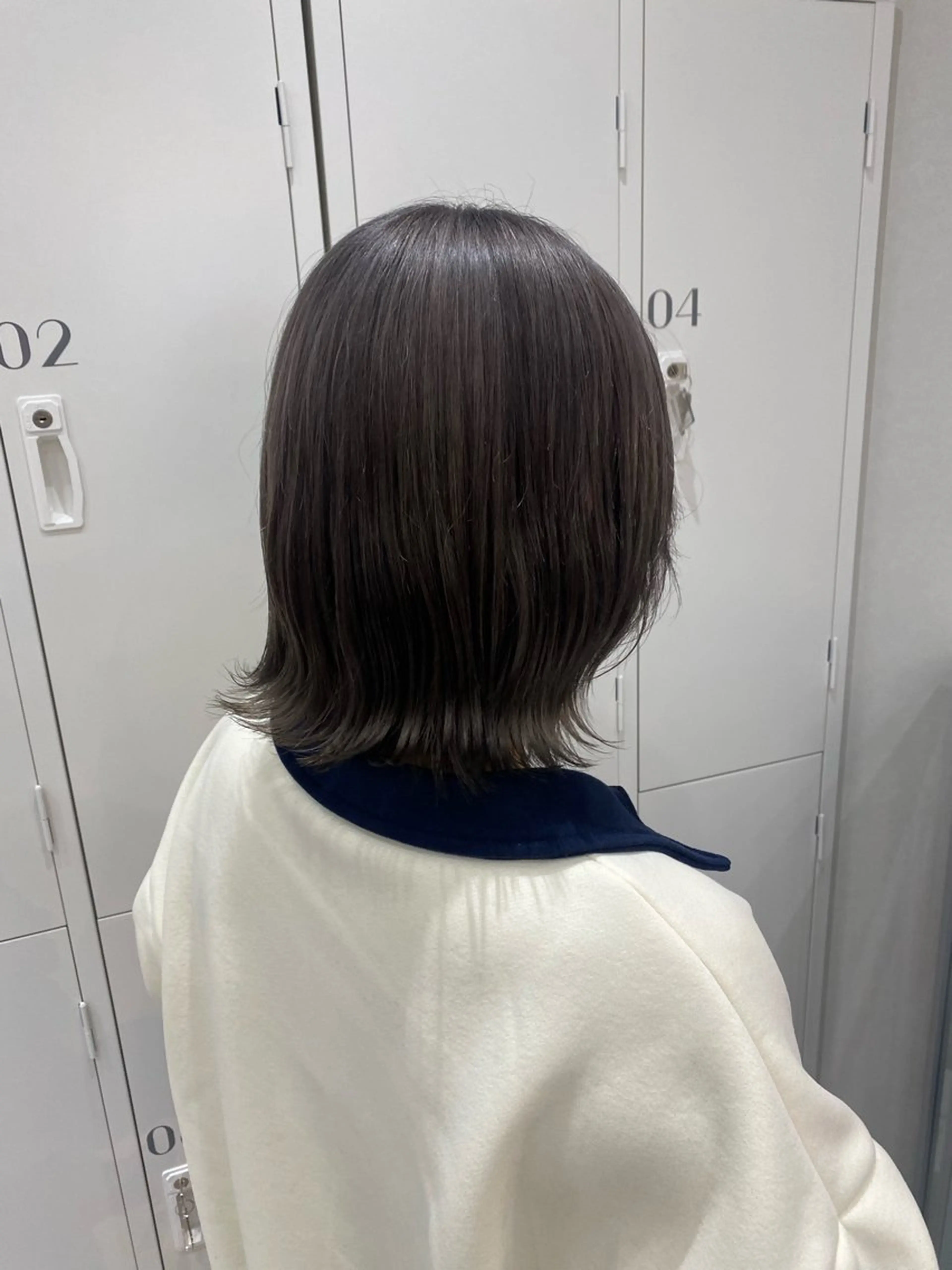 ミディアム カラー ヘアアレンジ ブリーチ グレージュ ヘアカラー ボブ /ニュアンス/ satomi🧸💖のヘアスタイル