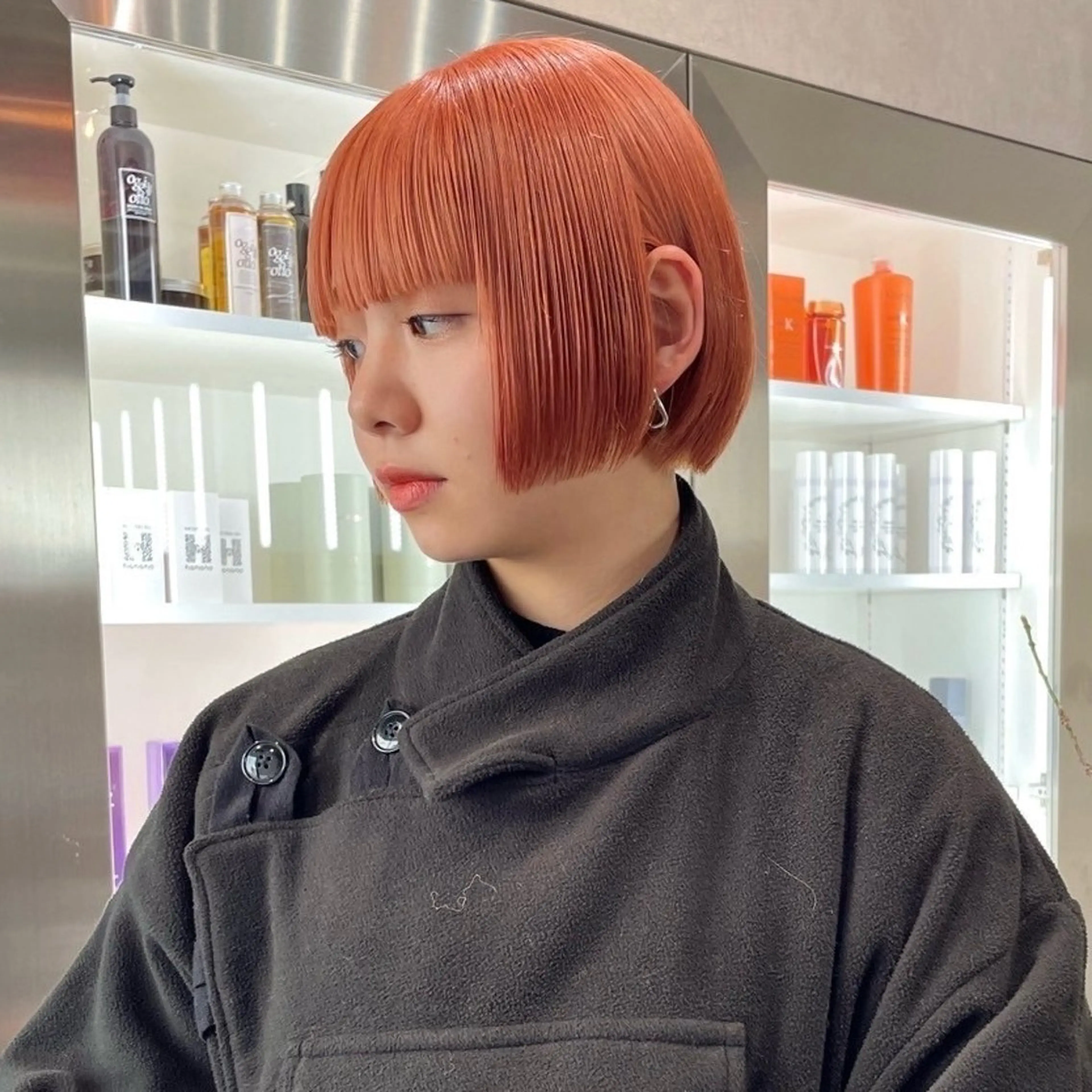 カラー ブリーチ オレンジ 透明感モテスタイル 💞SHIORI💞のヘアスタイル