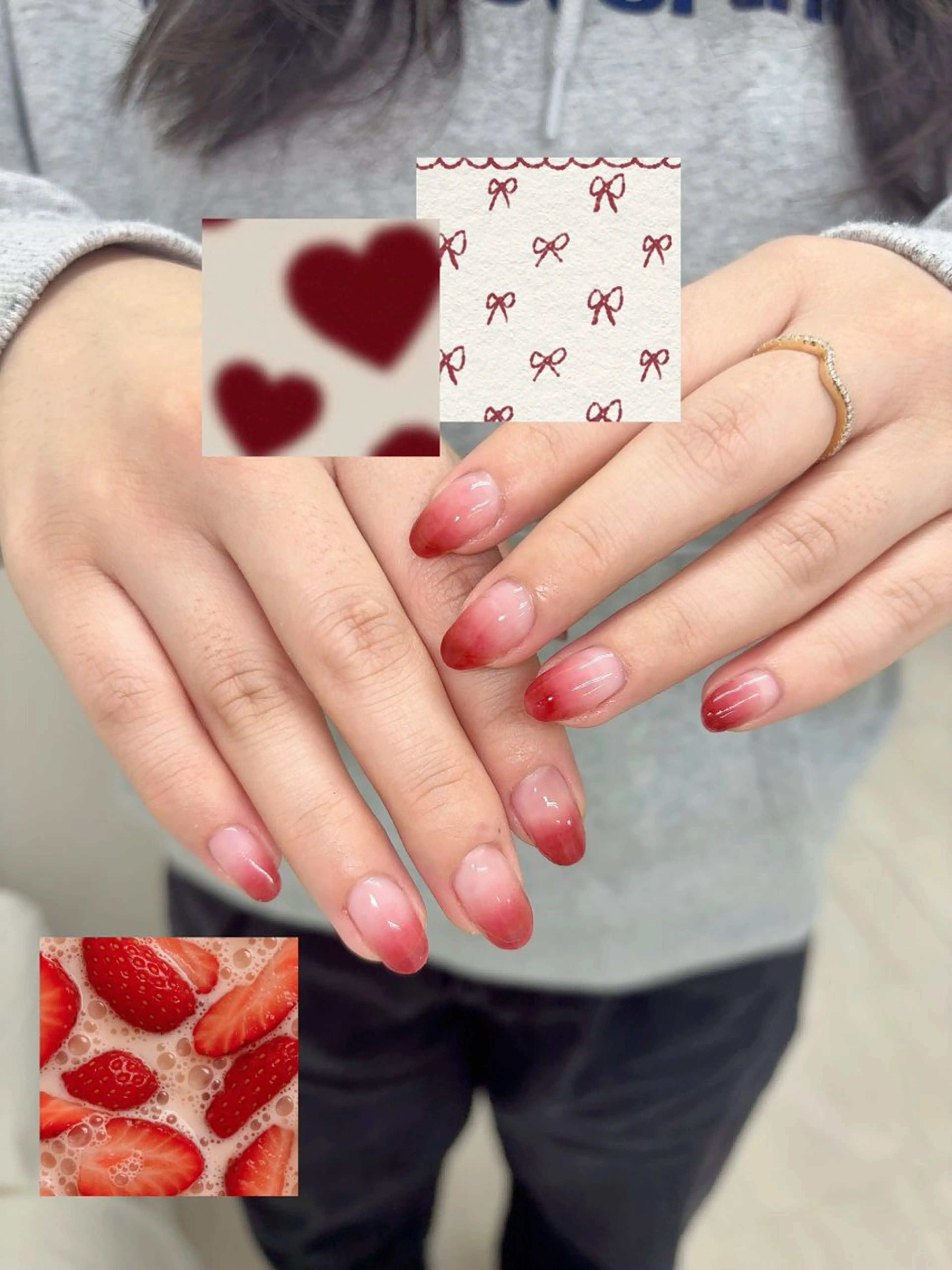 ネイル グラデーション 赤色 ハンドネイル Rire miuのネイルデザイン