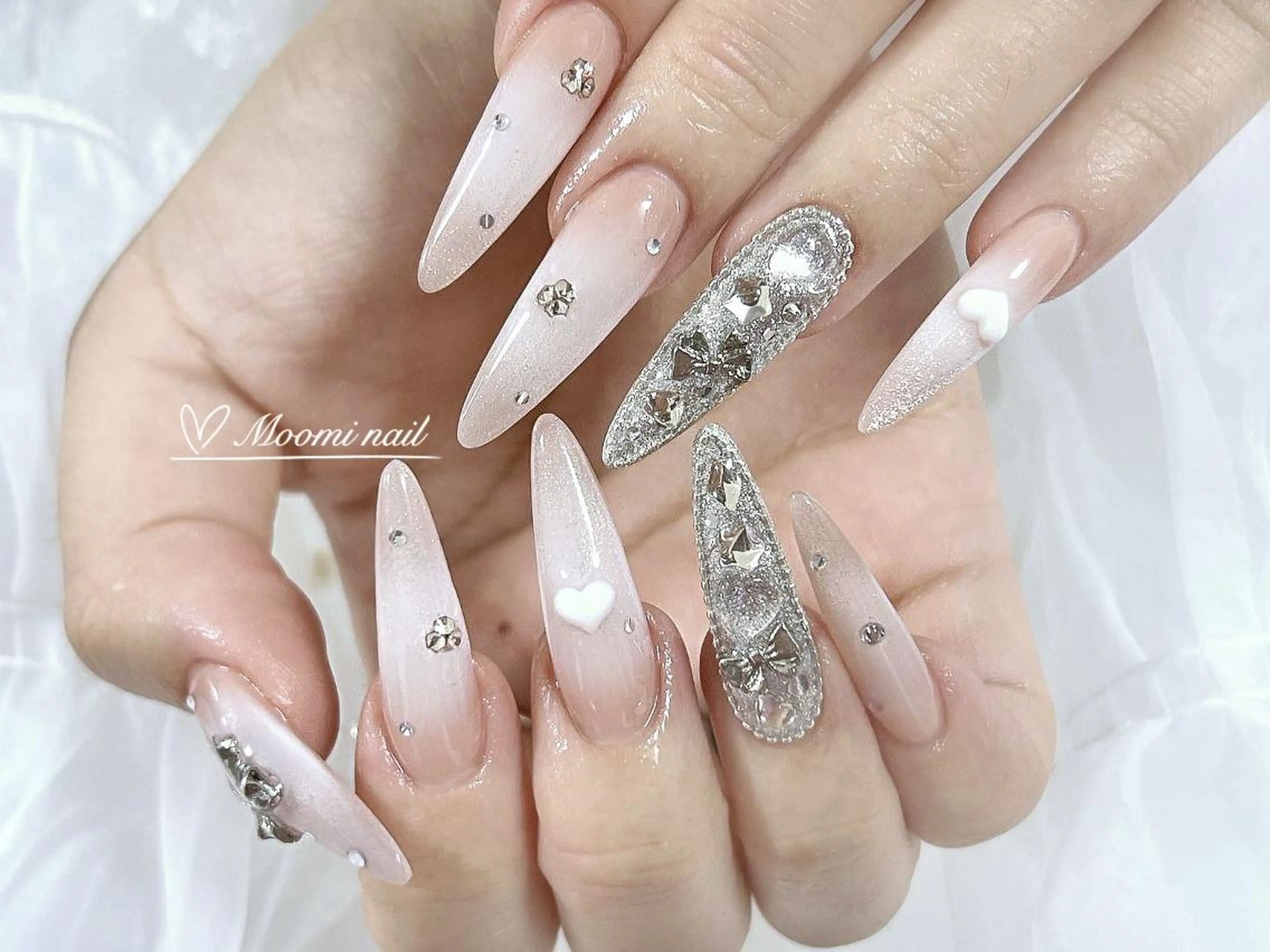 ネイル チークネイル 長さ出し ジェルネイル グラデーション 韓国ネイル moomi nail スカルプ専門のネイルデザイン