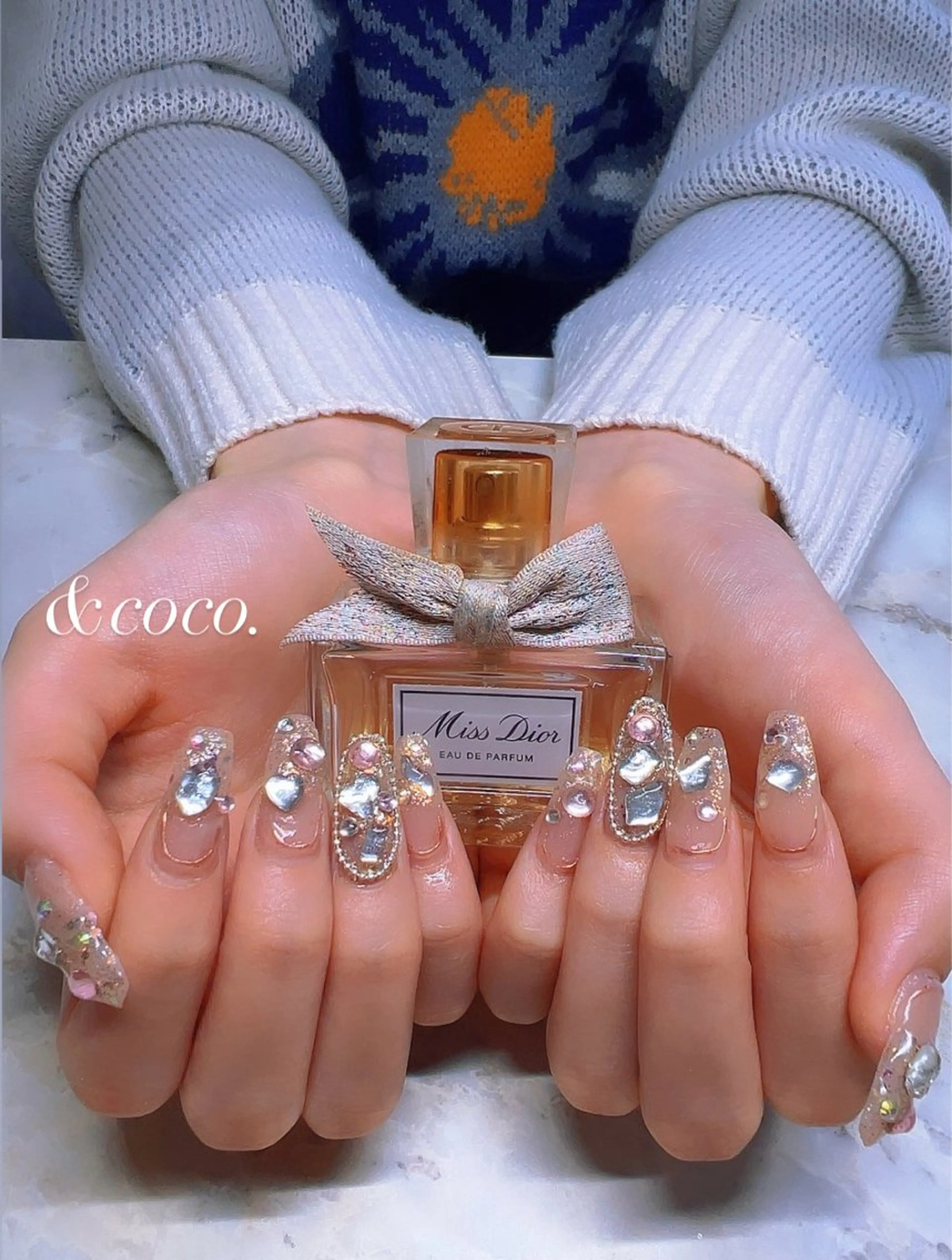 ネイル 長さ出し キラキラネイル ＆ coco.のネイルデザイン