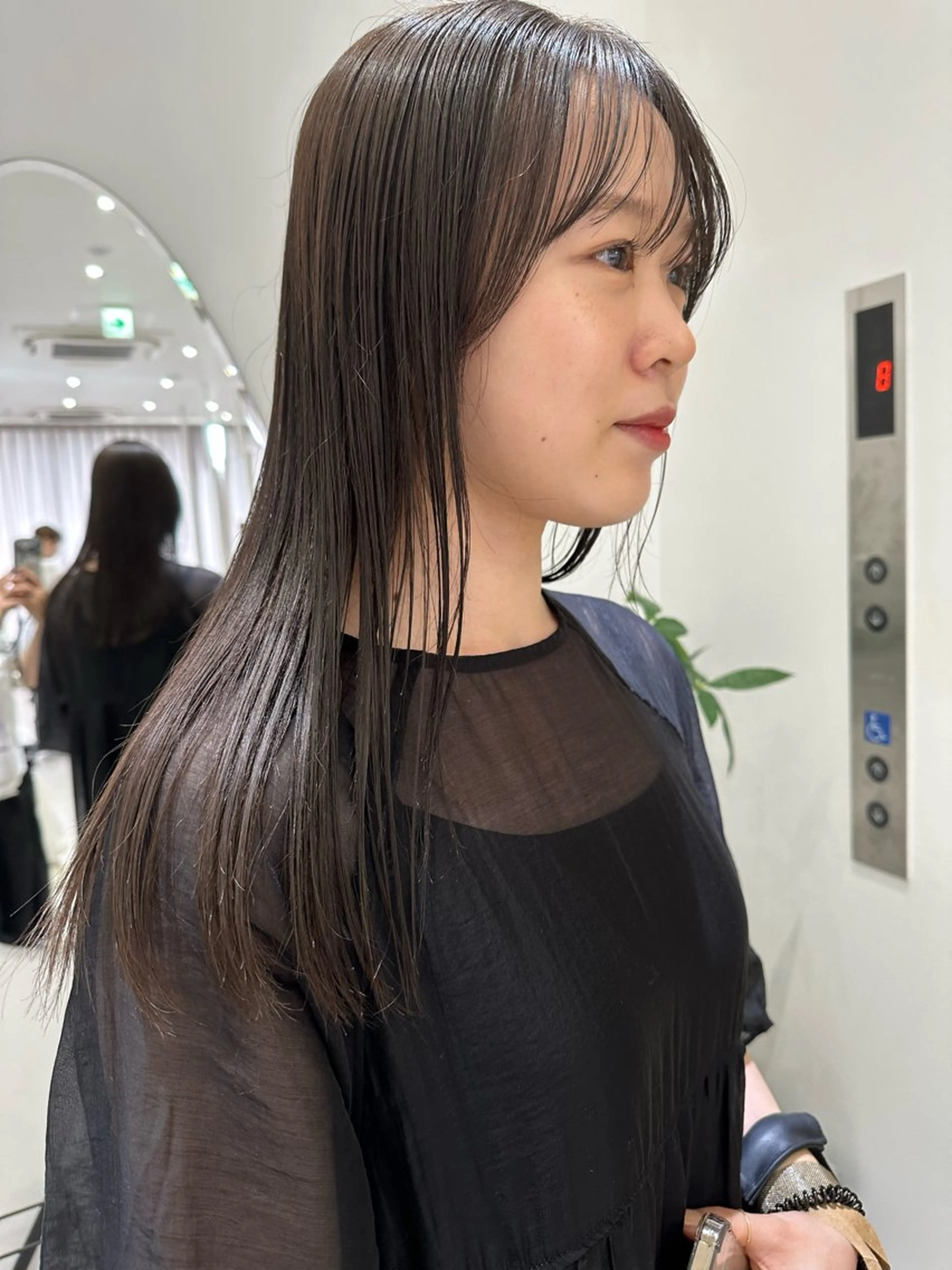 セミロング カラー グレージュ カット 縮毛矯正 レイヤー/ボブ/ 顔周り/yukinaのヘアスタイル