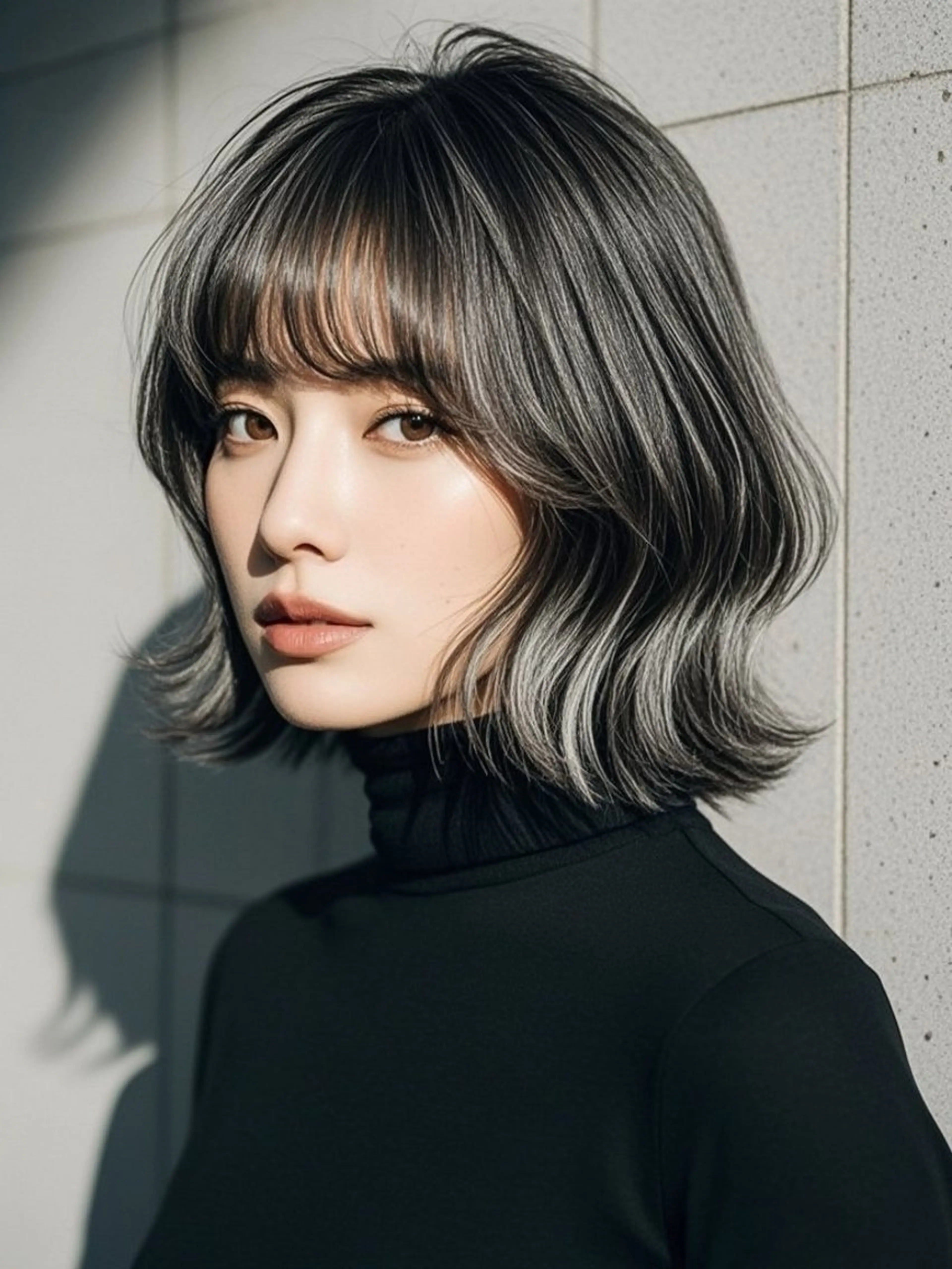 ミディアム ショートボブ ミディアムレイヤー ミディアムパーマ アッシュ ボブ カット ヘアカラー ウルフカット 811 大阪梅田 ウルフのヘアスタイル