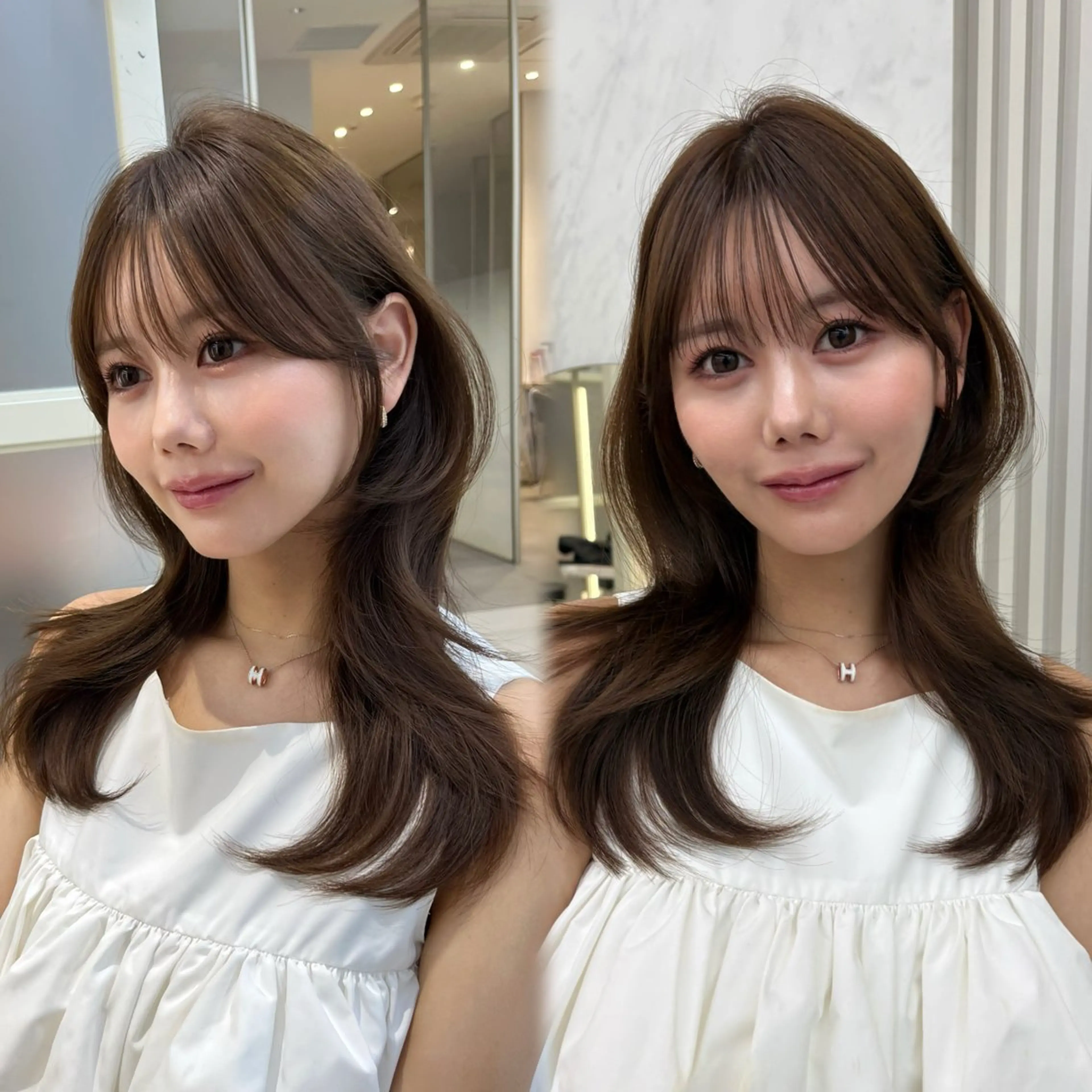 セミロング カラー 似合わせレイヤー/ 透明感カラーのヘアスタイル