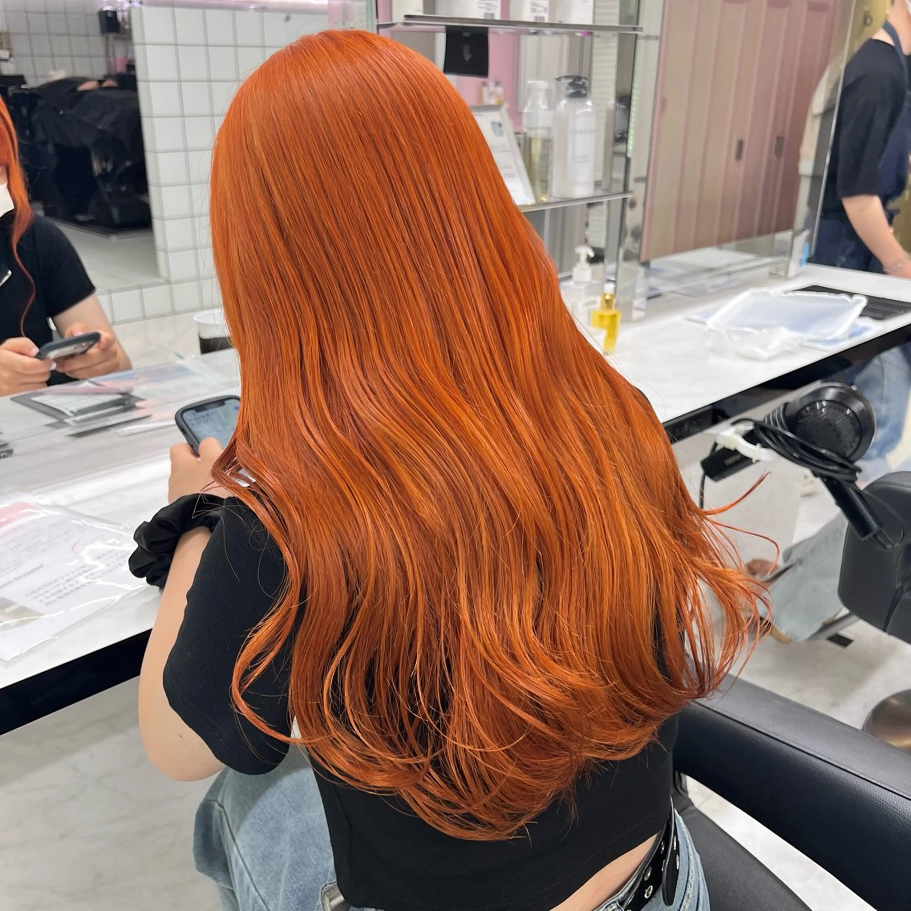 ミディアム カラー ヘアアレンジ オレンジ 💕上野美容師☁ ブリーチ💖サワのヘアスタイル
