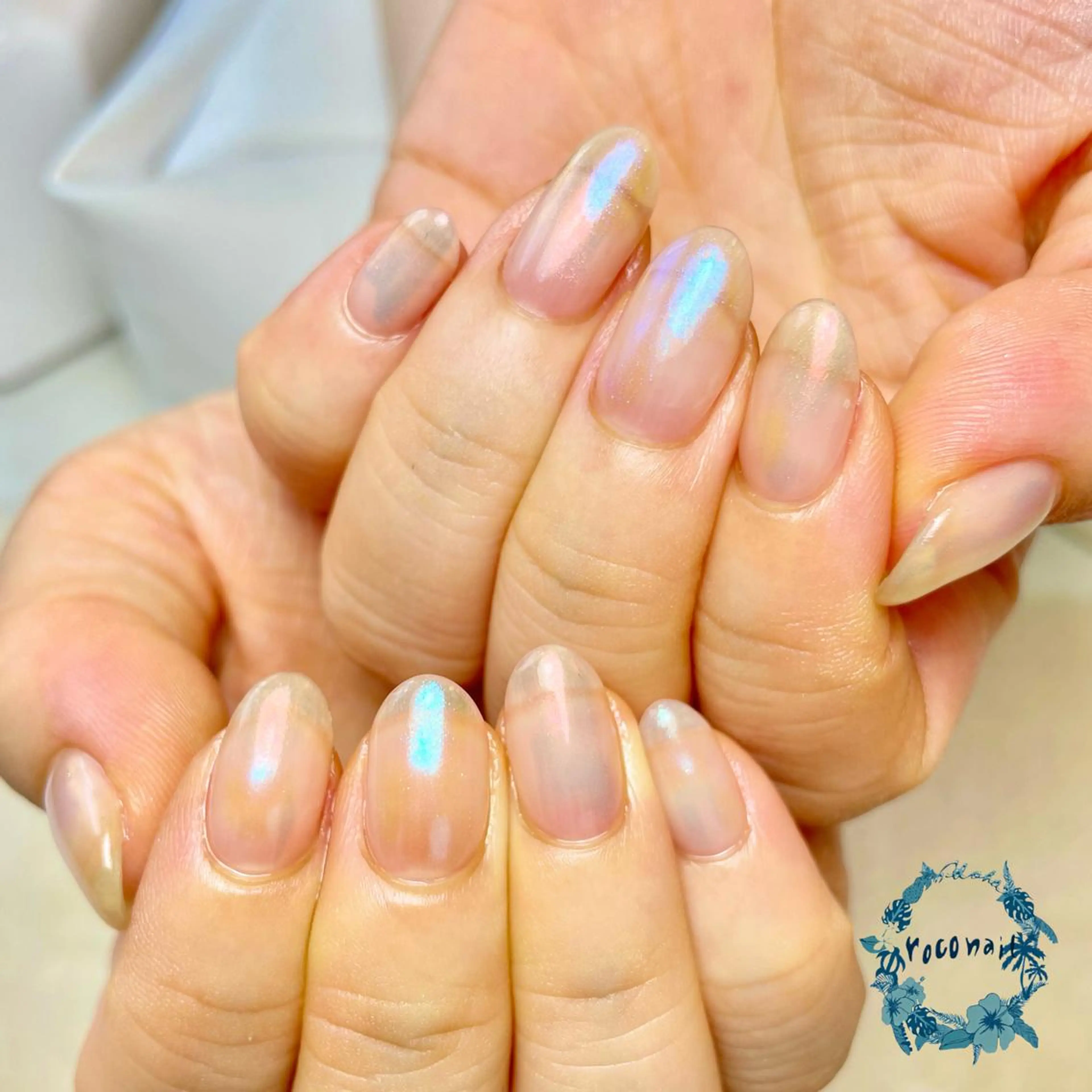 ネイル オーロラネイル クリアネイル ハンドネイル roconail ヒロコのネイルデザイン