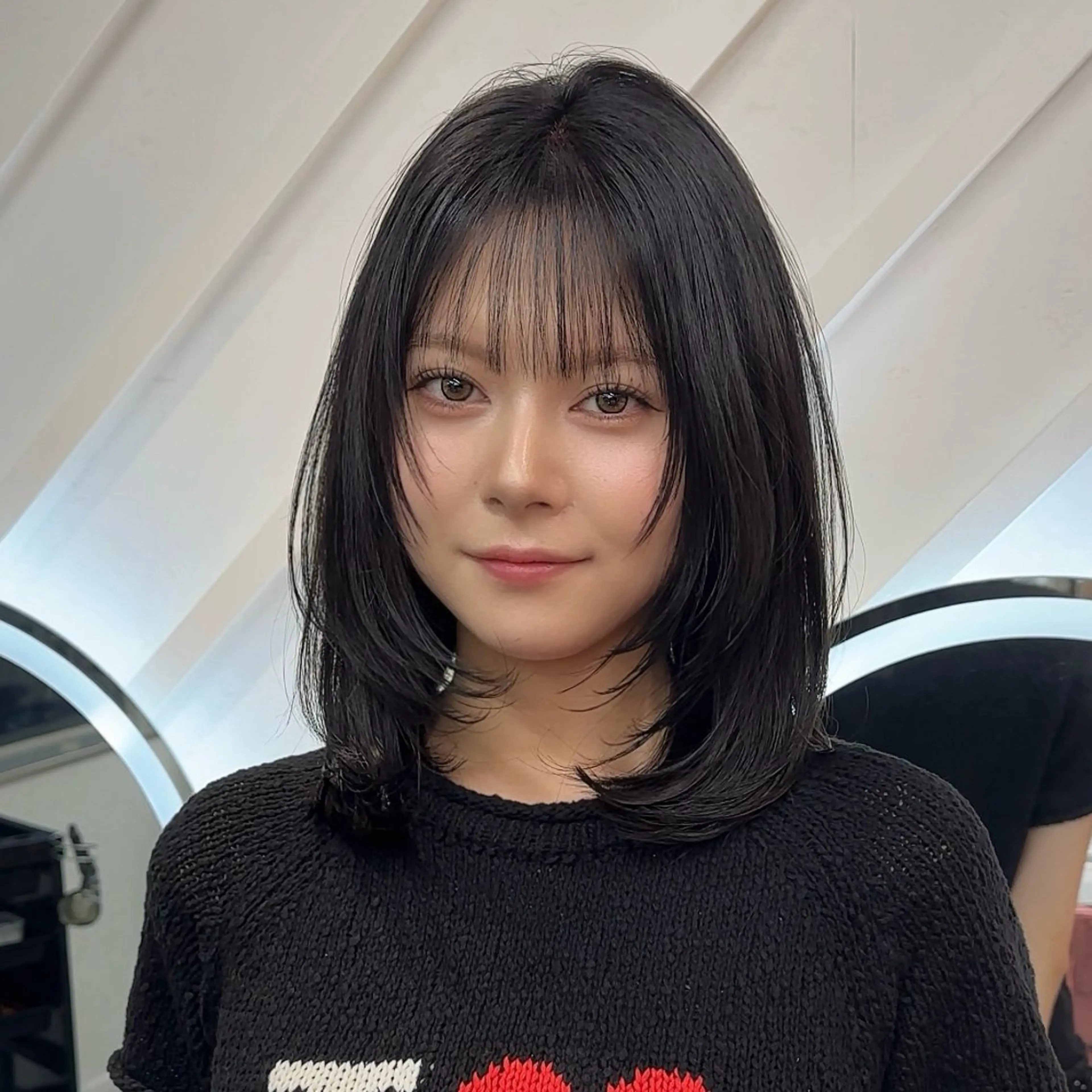 ミディアム カラー カット 縮毛矯正 トリートメント 原宿/韓国ボブ /くびれボブ/優希のヘアスタイル