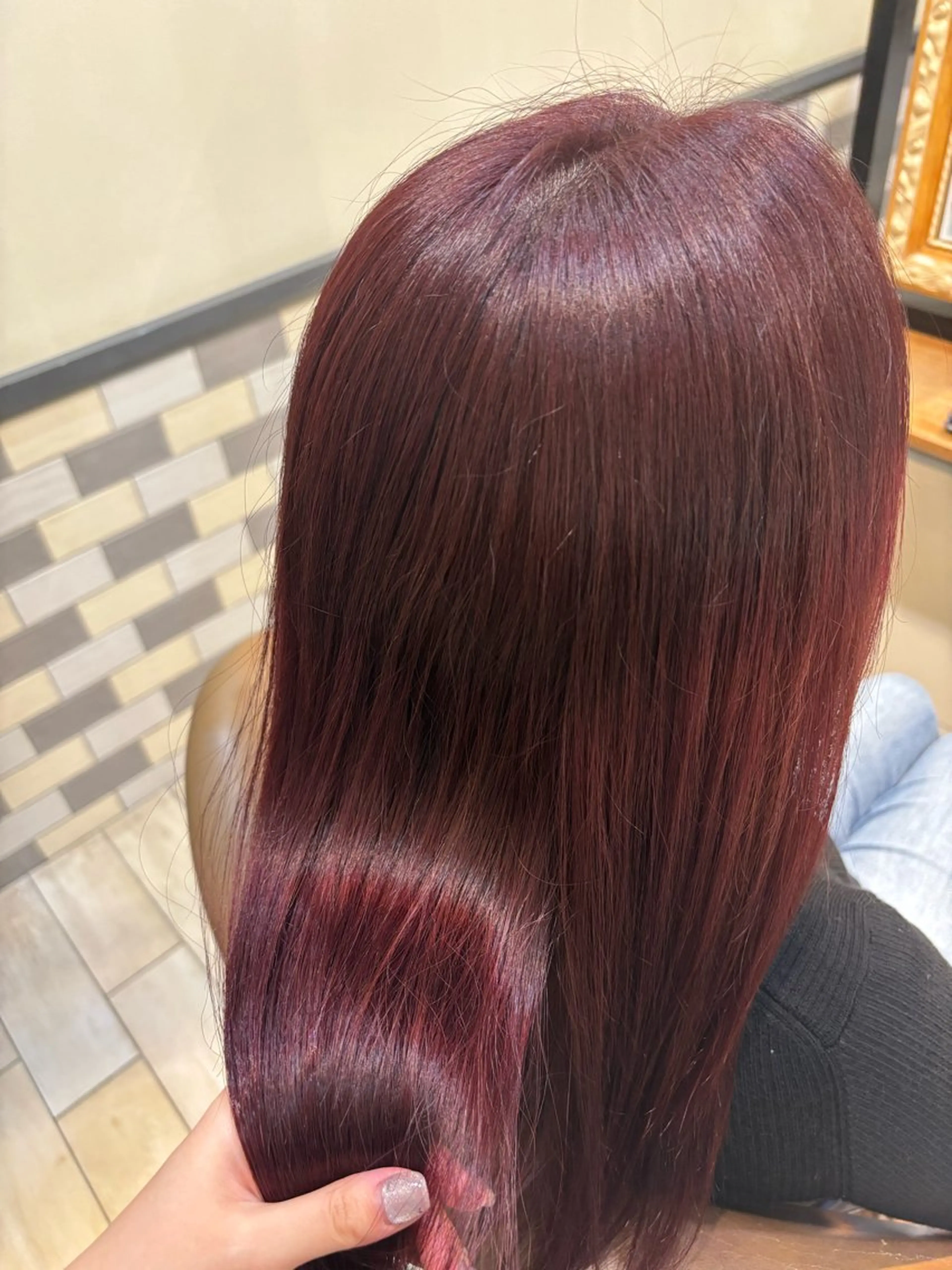 セミロング カラー ボルドーカラー ヘアカラー トリートメント 古屋 澪　艶髪カラー✨のヘアスタイル