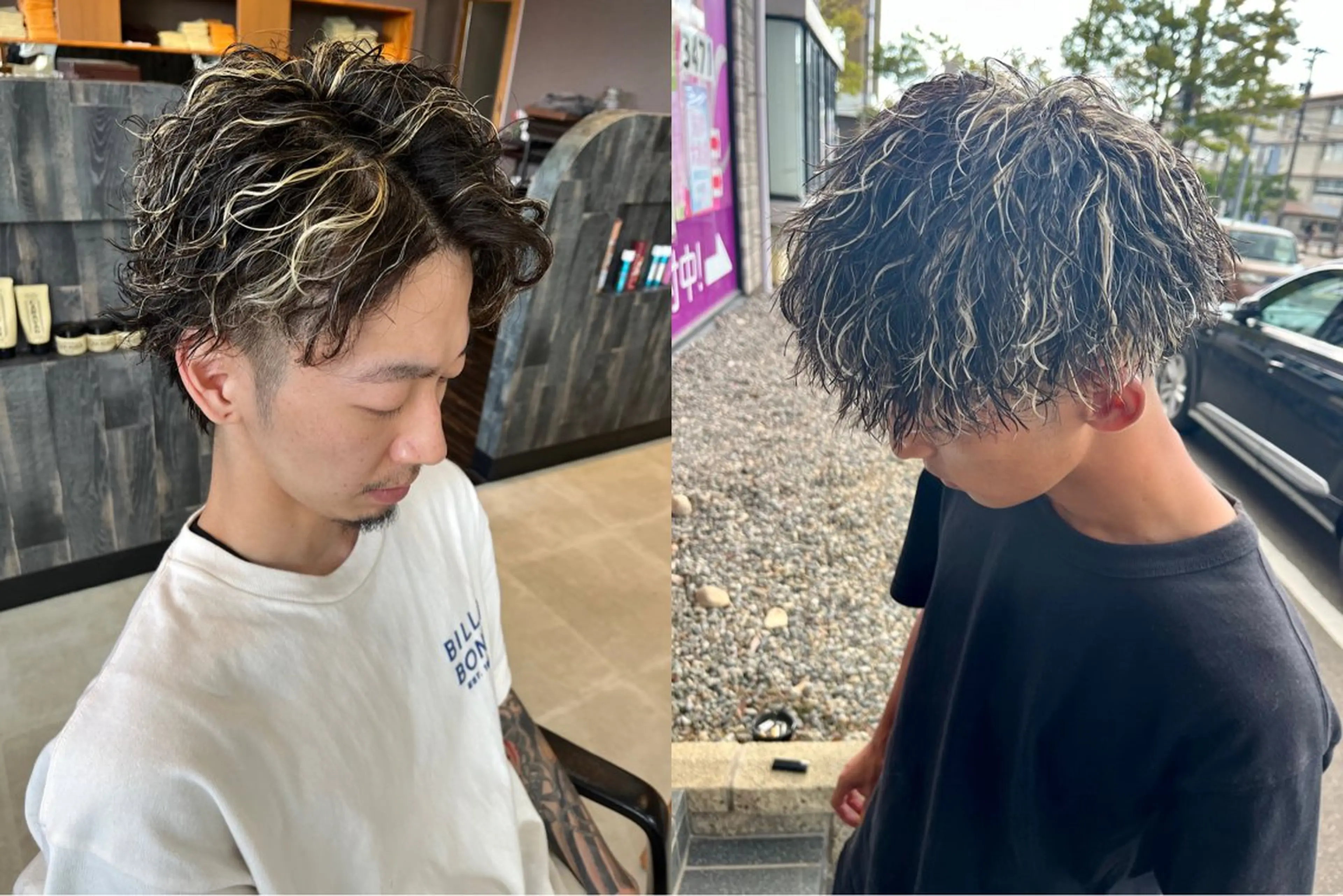 ショート カラー パーマ メンズ メンズメッシュ メンズパーマ メッシュ カット ヘアカラー パーマ メンズ特化✨パーマス タイル大得意安田海斗のヘアスタイル