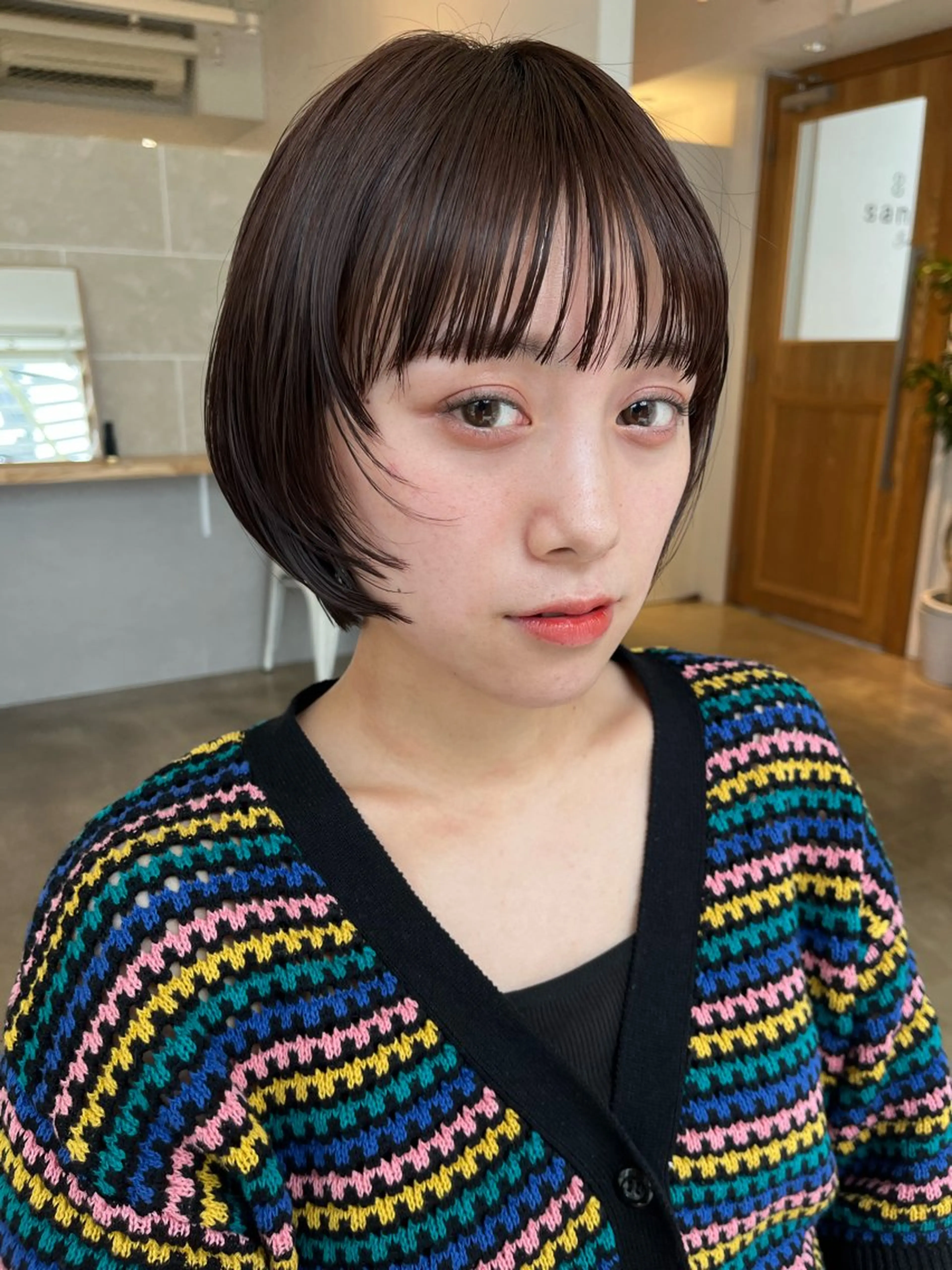 ショート カラー ブラウンカラー ボブ 顔まわりレイヤー 顔周りカット レイヤーカット ✨艶髪✨ 奈須晴香のヘアスタイル