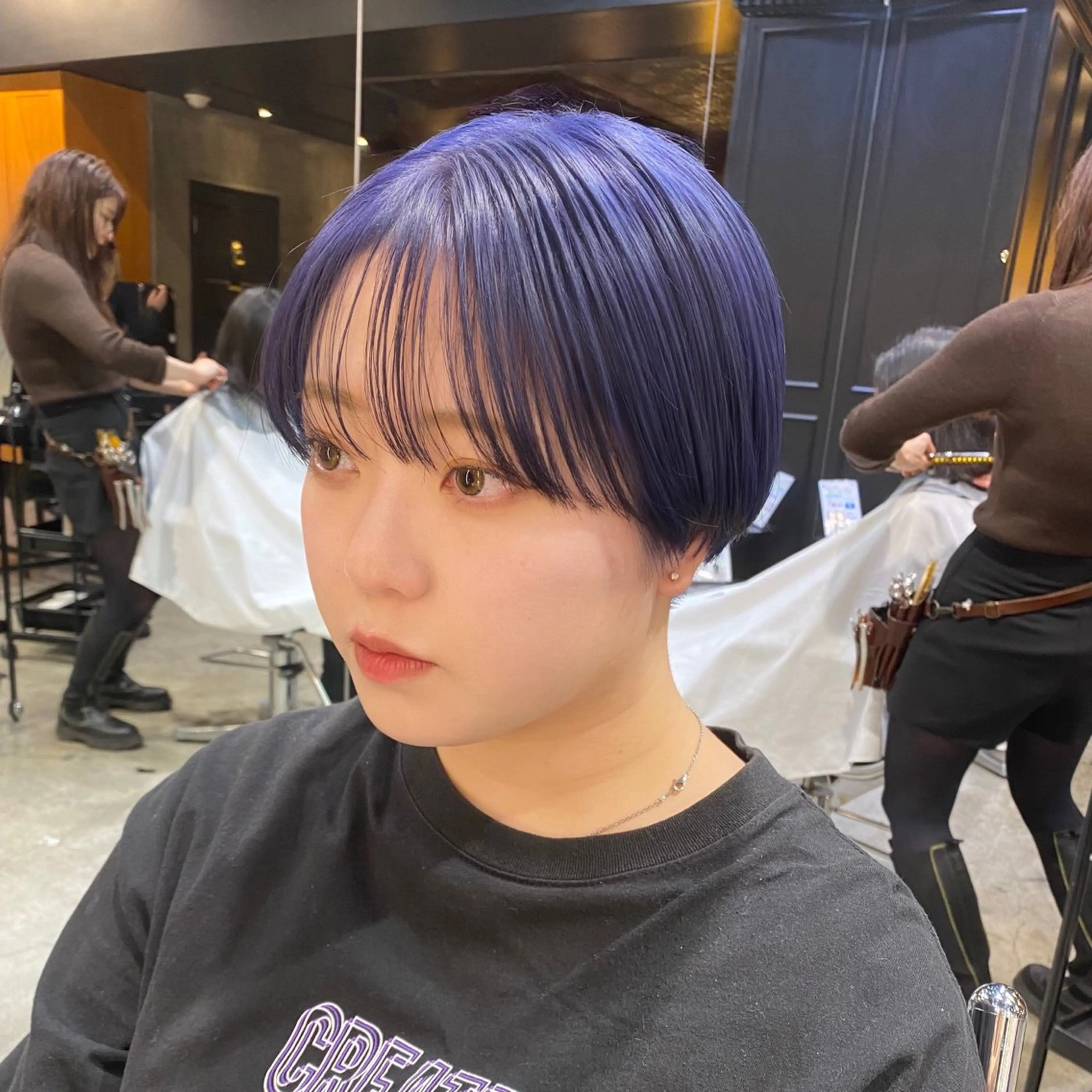 ショート カラー ブリーチ ダブルカラー バイオレットカラー ショートヘア 透明感カラー🌿 グレージュ🐺陽介のヘアスタイル