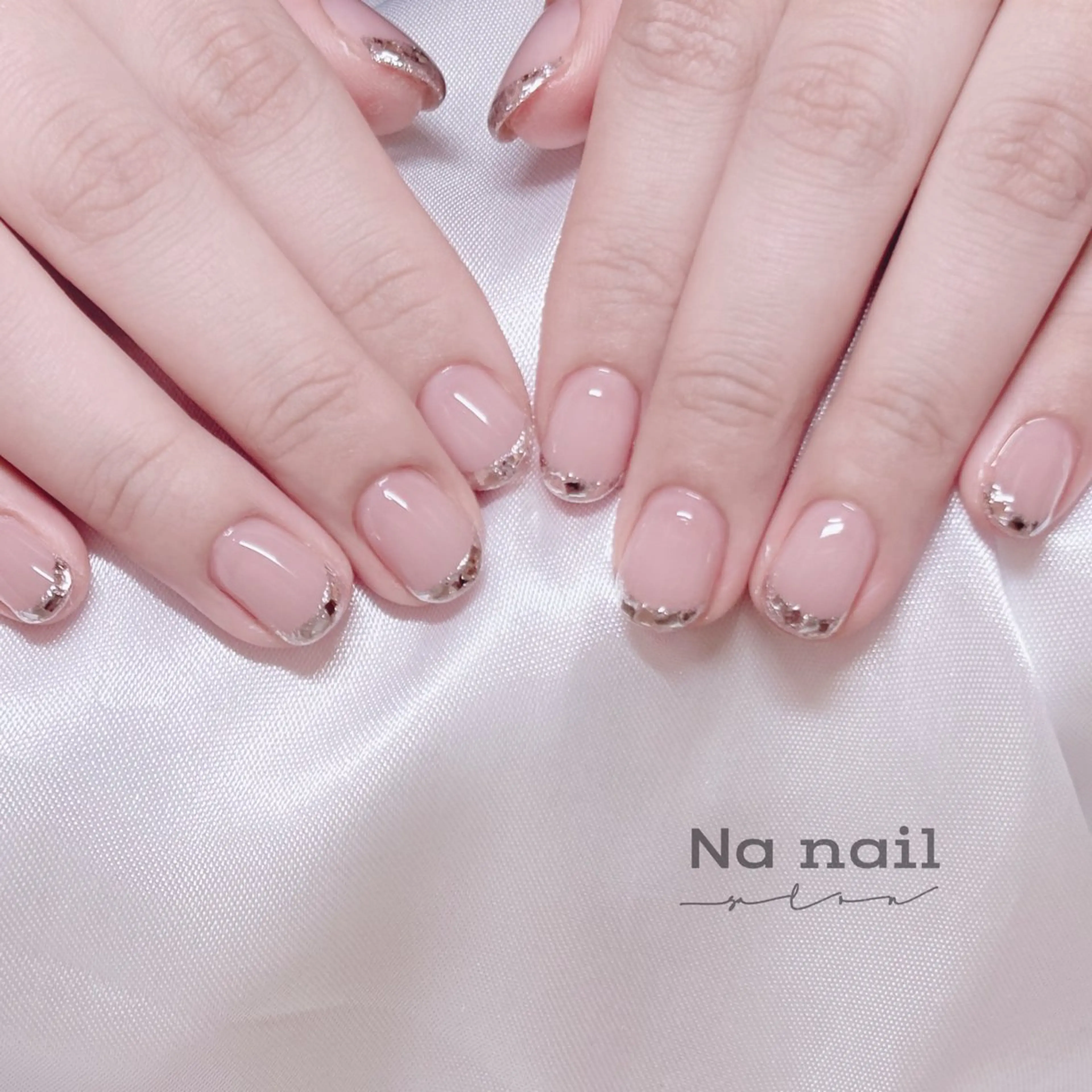 ネイル フレンチネイル ジェルネイル ガラスフレンチ キラキラネイル ピンク ハンドネイル CC Nail 高田馬場のネイルデザイン