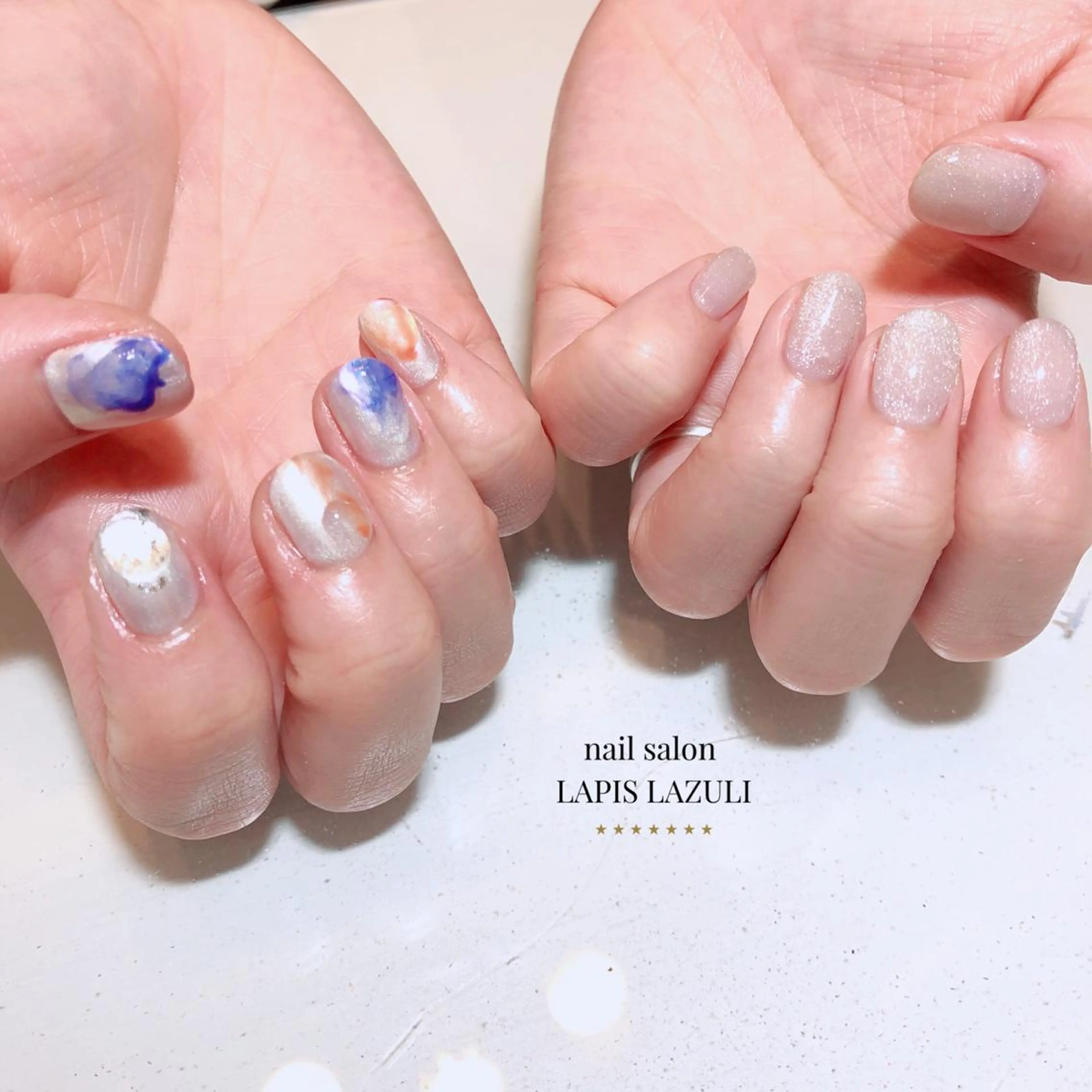 ネイル ジェルネイル マットネイル ミラーネイル ニュアンスネイル オフィスネイル ハンドネイル nail salon ラピスラズリのネイルデザイン
