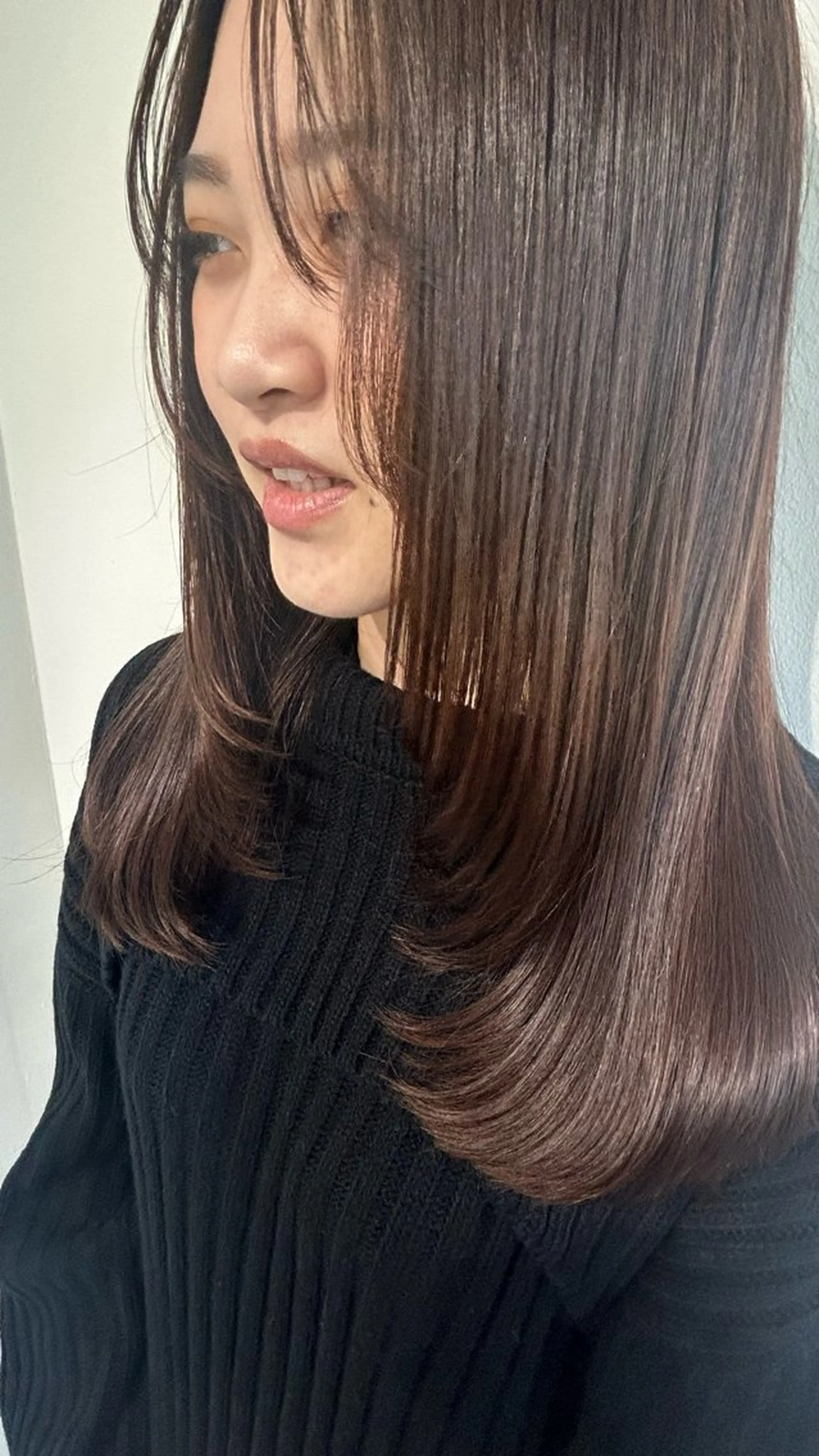 ロング 顔まわりレイヤー 顔周りカット レイヤーカット 新潟/万代/レイヤー 韓国風/明間未来のヘアスタイル