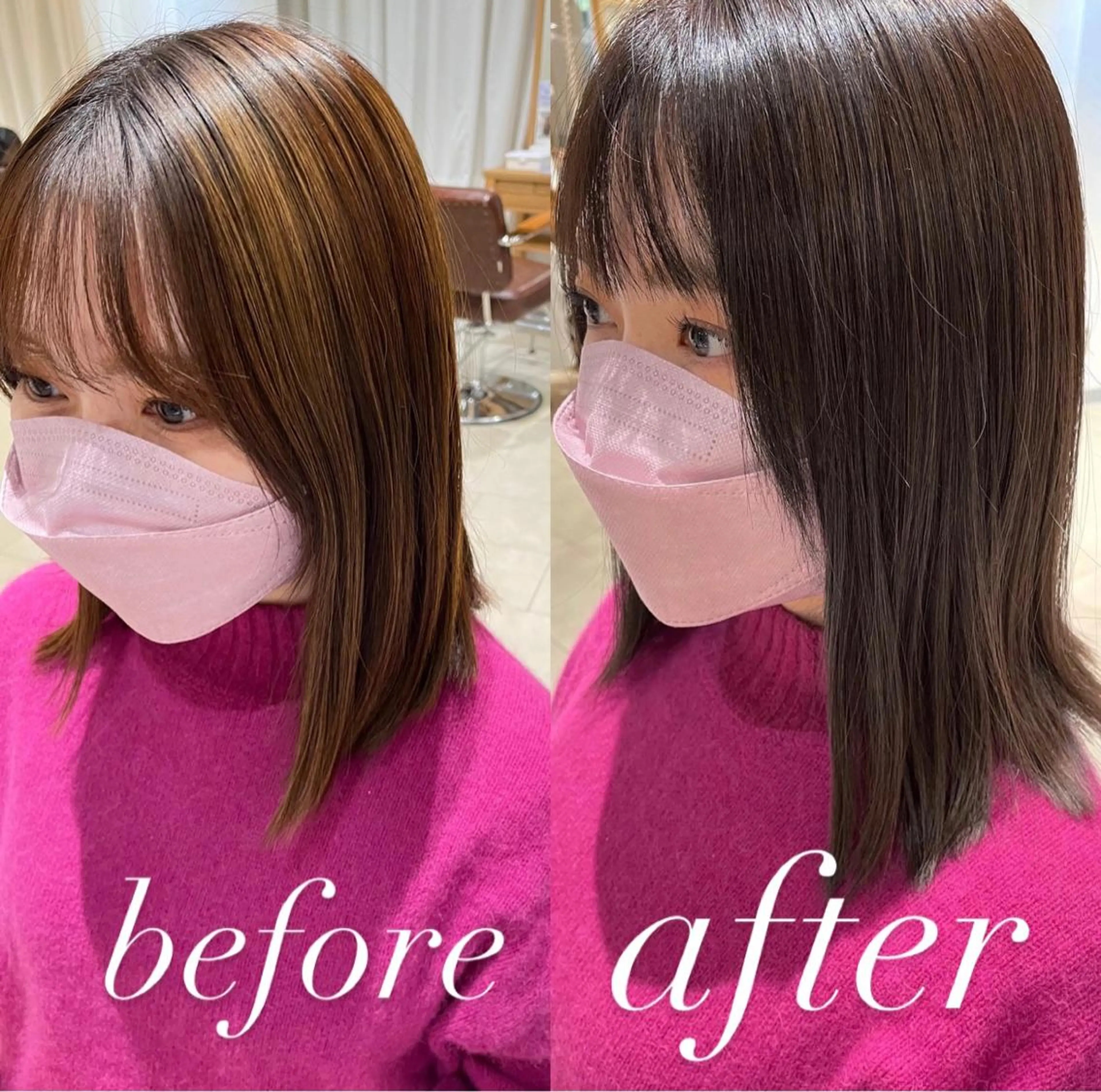 ミディアム カラー ブリーチ デザインカラー グレージュ ハイライトカラー ハイライト ヘアカラー トリートメント eins.hair所属・過去一の柔髪ヘア 🌿einshairのヘアスタイル