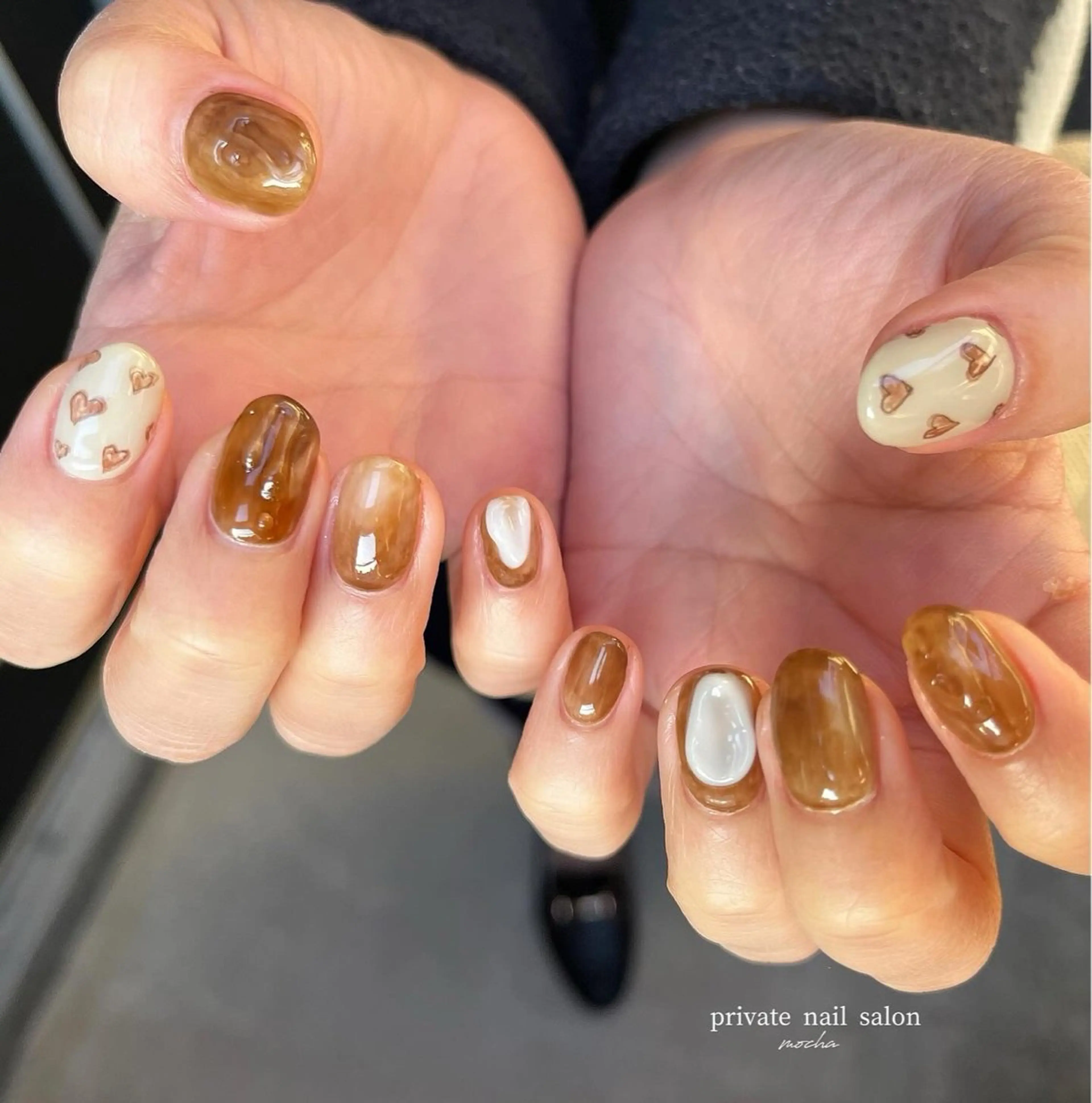 ネイル カジュアル チークネイル フレンチネイル ジェルネイル マグネットネイル ハンドネイル mocha nailのネイルデザイン