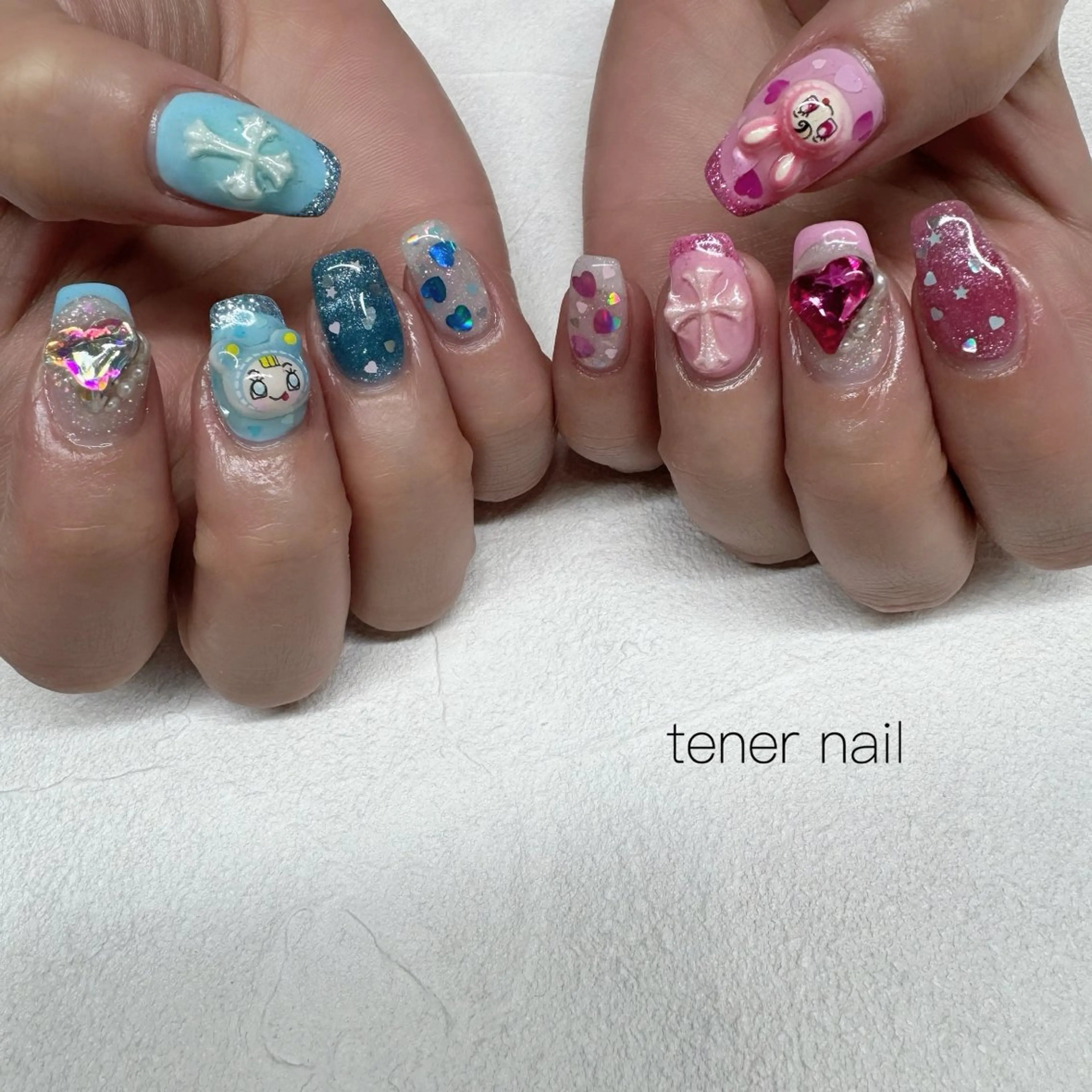 ネイル ブルー ジェルネイル ハンドネイル テネルネイル tener nailのネイルデザイン
