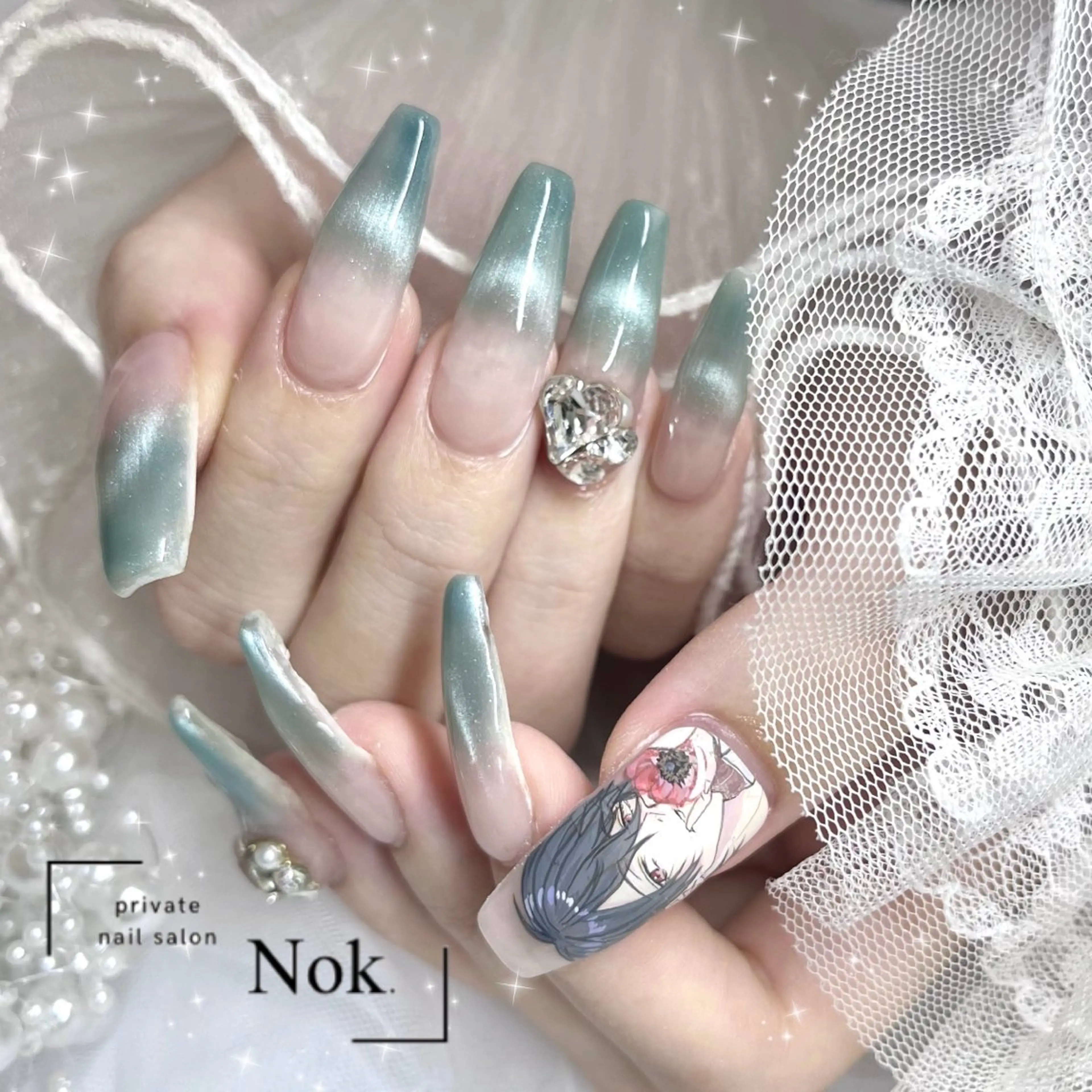 ネイル マグネットネイル ハンドネイル 池袋痛ネイル Nok. 渡辺のネイルデザイン