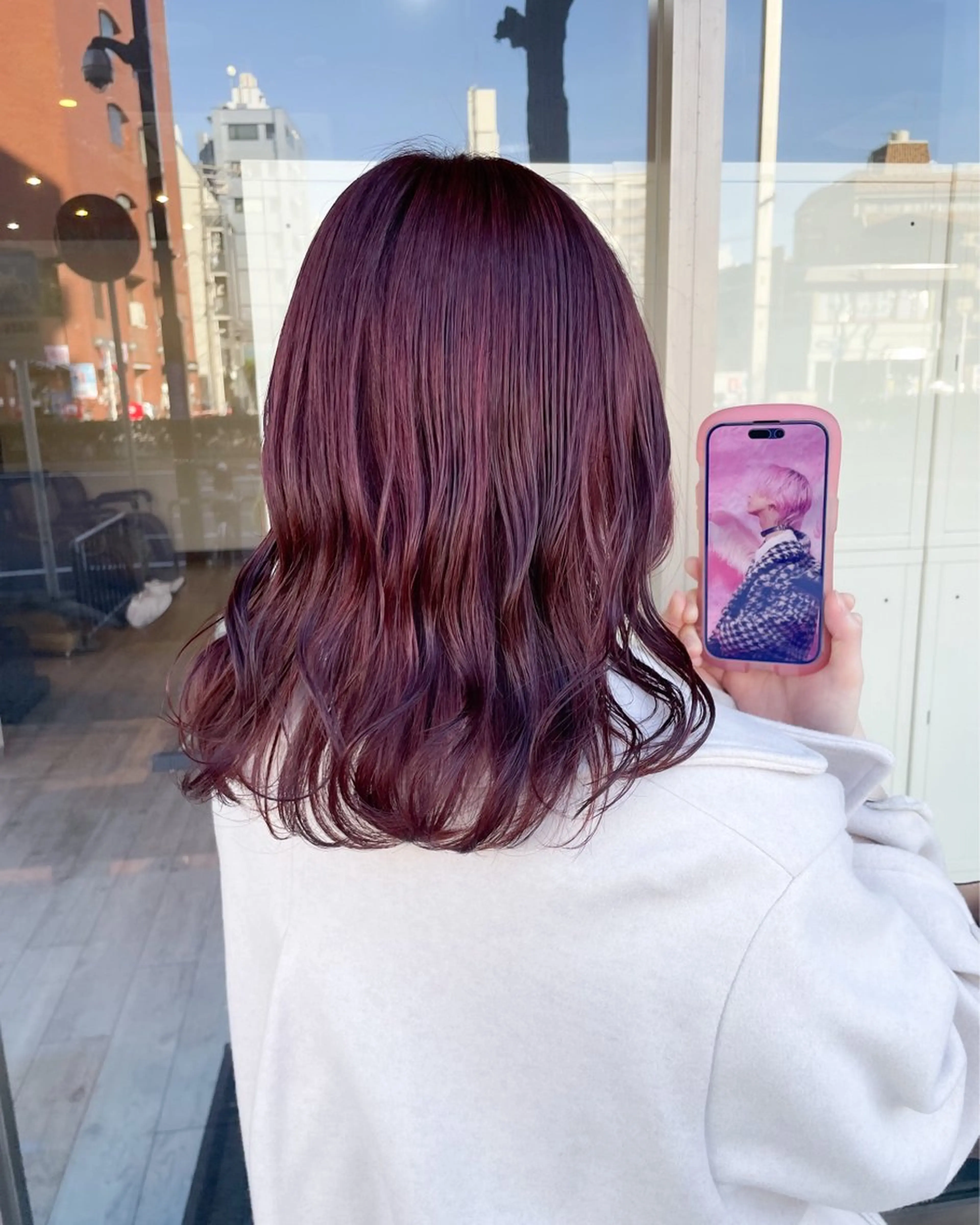 ミディアム カラー ピンクカラー イワタ マハ/ minim hairのヘアスタイル