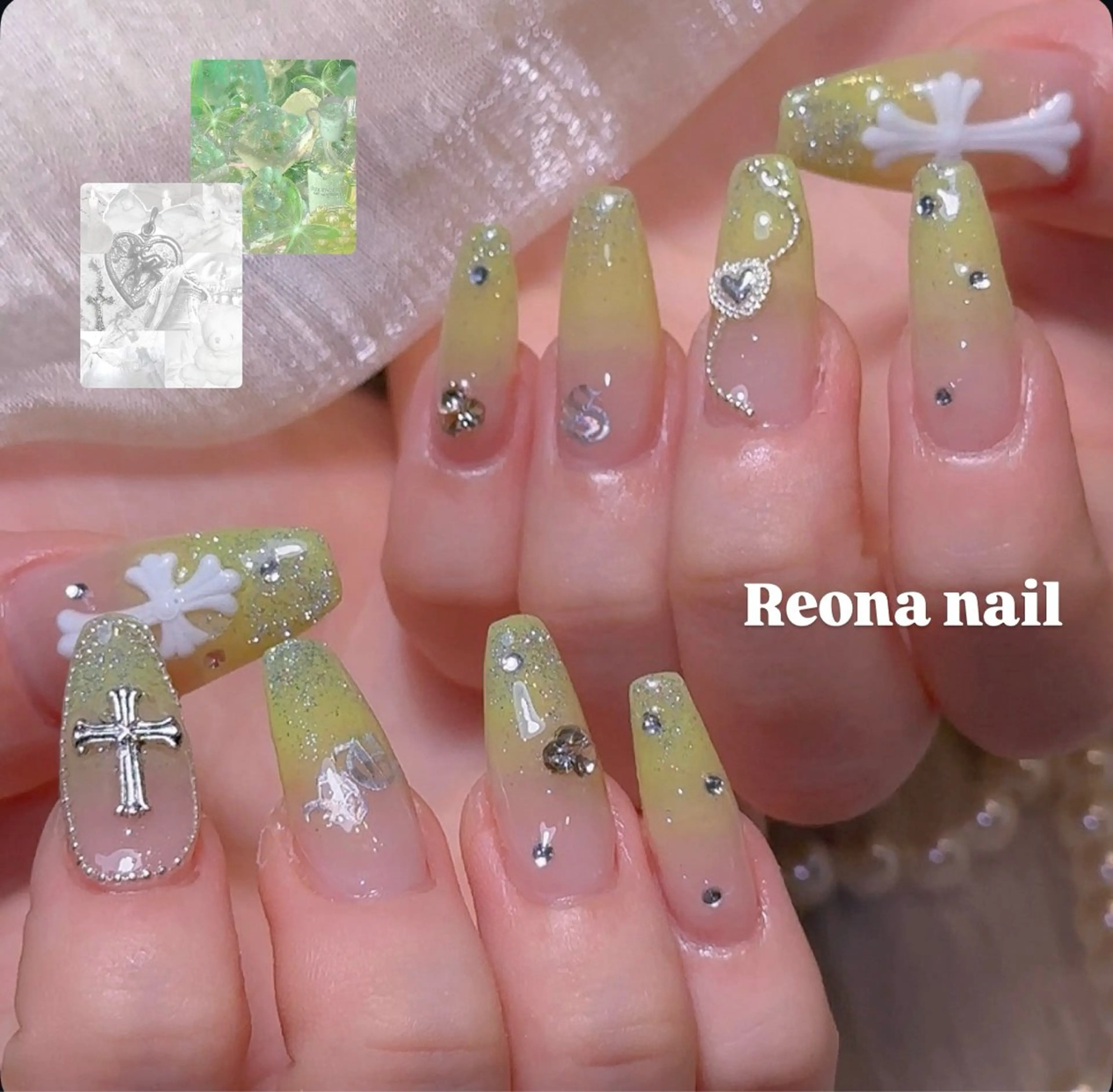 ネイル ジェルネイル ハート マグネットネイル ミラーネイル パラジェル Reona Nailのネイルデザイン