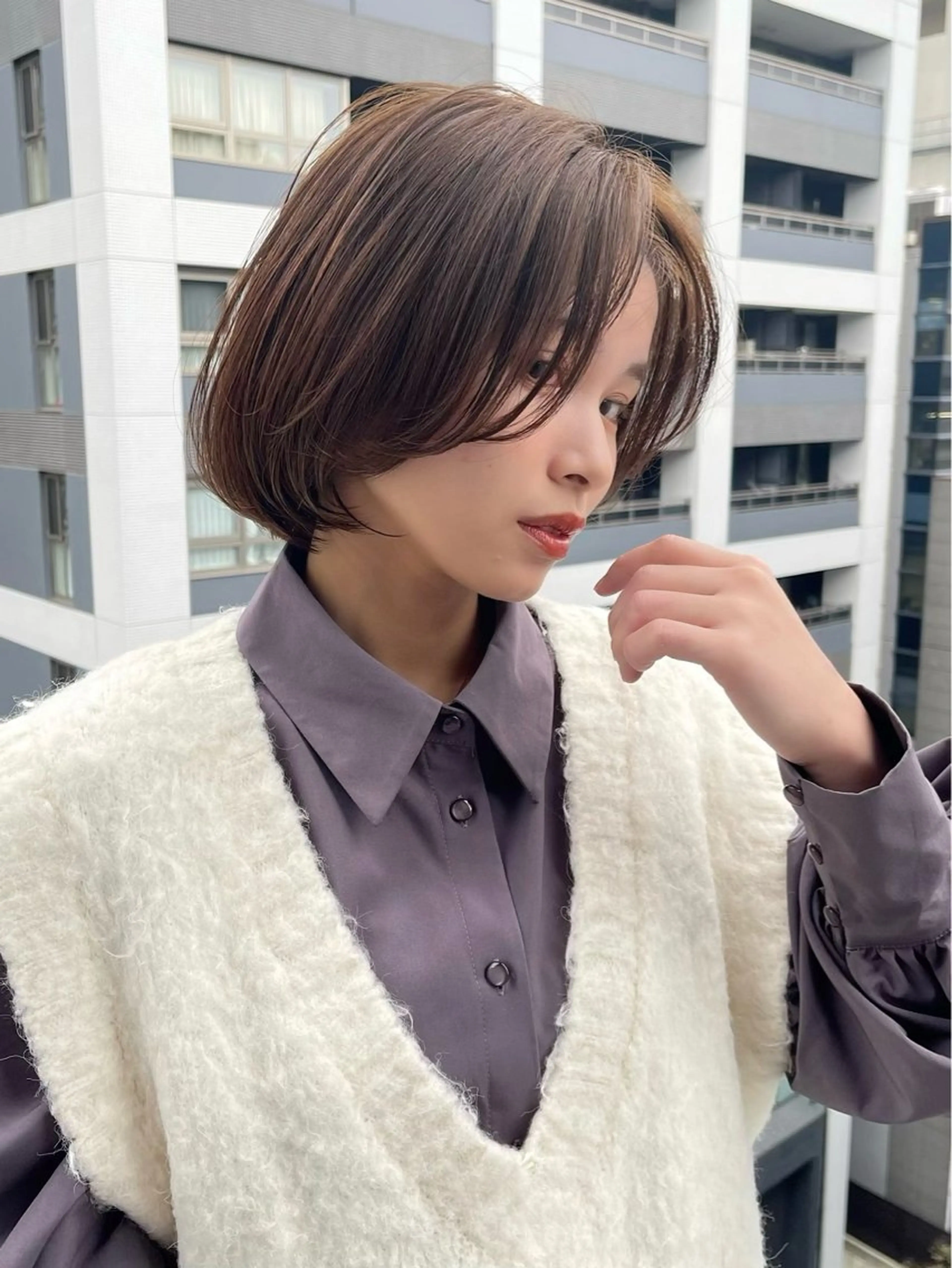 ミディアム イエローカラー 韓国風ヘア レイヤーカット シースルーバング 小顔カット カット 縮毛矯正 ショート・ボブ特化 mahoのその他イメージ