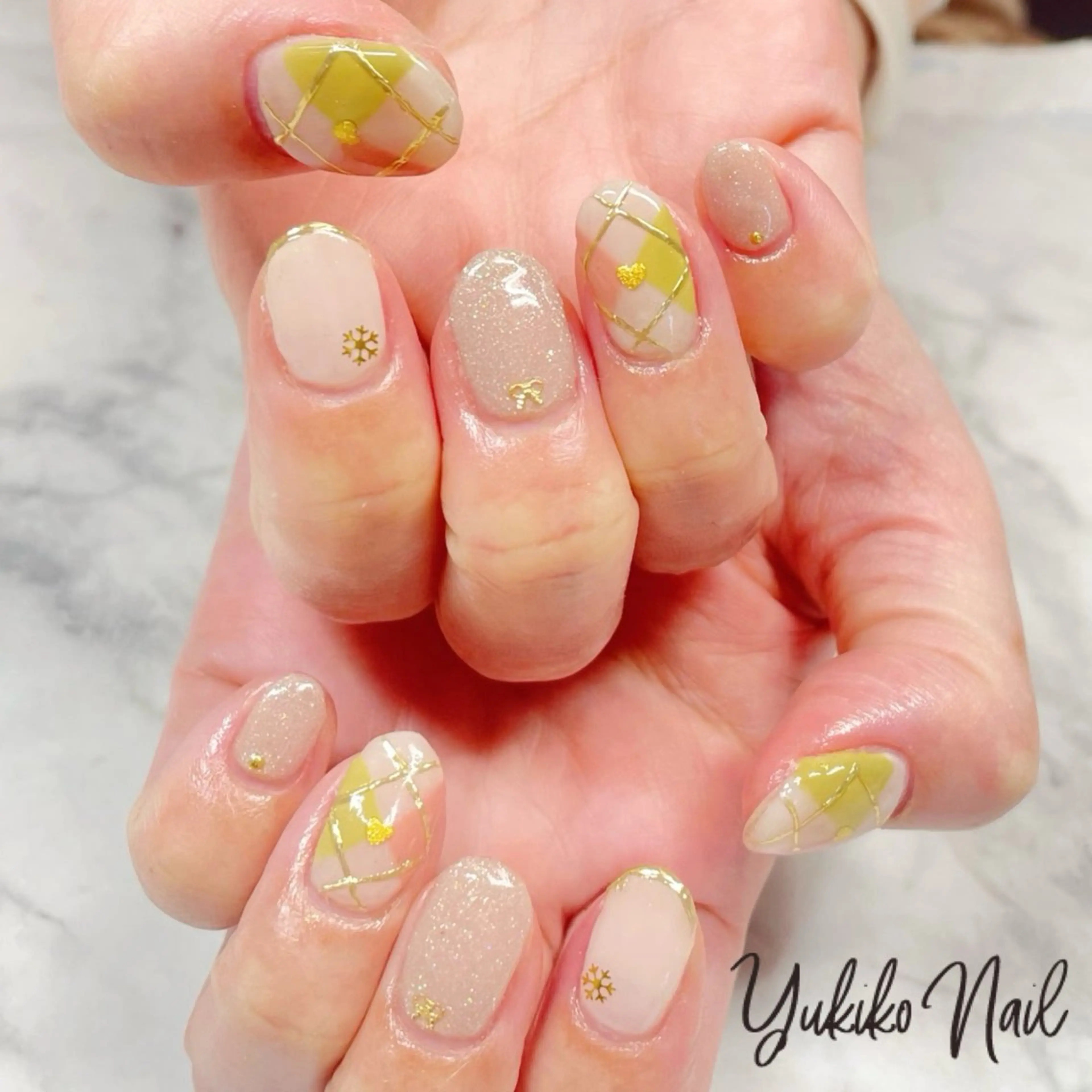 ネイル 桜ネイル ハート 春ネイル 冬ネイル ハンドネイル ユキコ ネイルのネイルデザイン