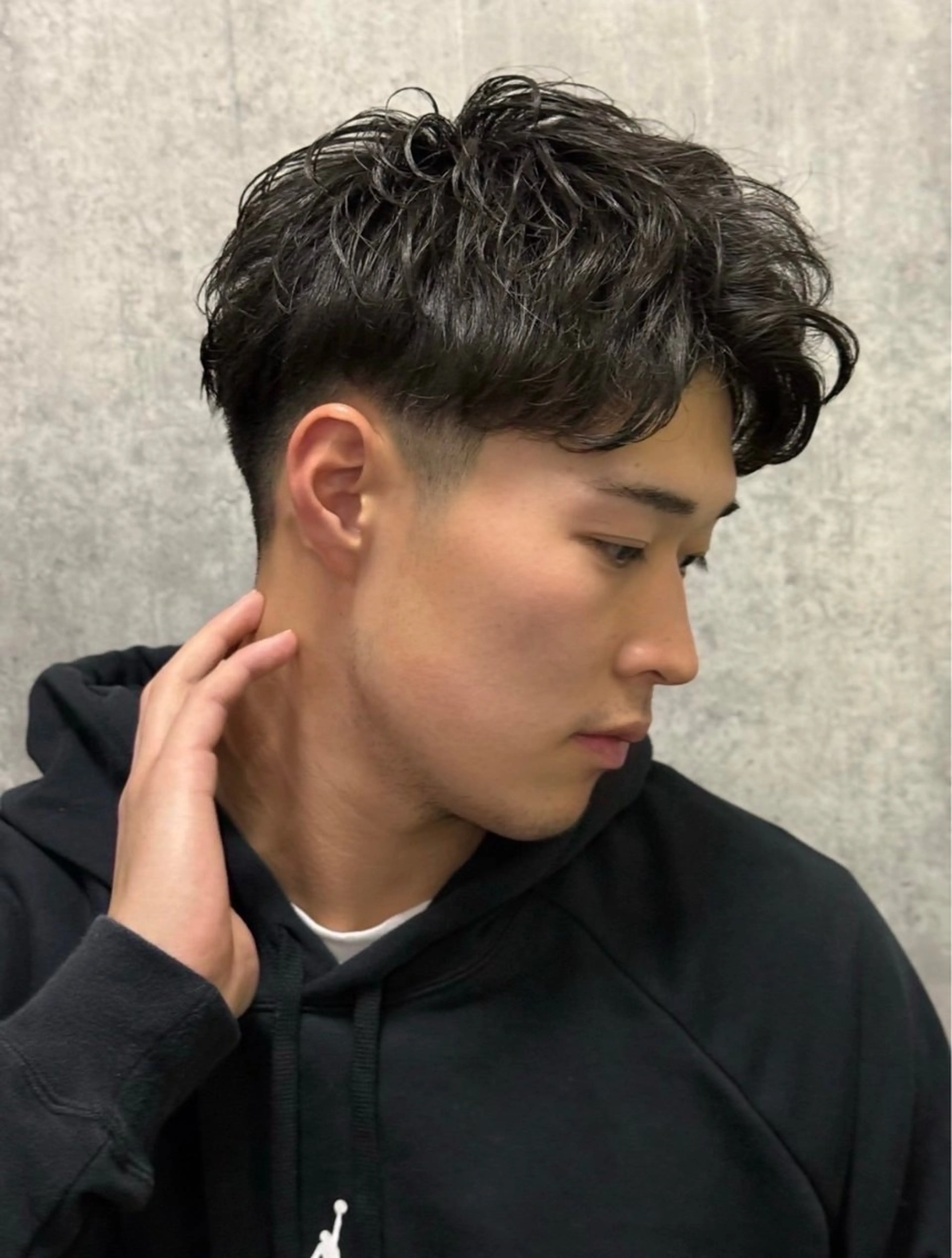 ミディアム パーマ メンズ カット パーマ きょーすけ 💈barberのヘアスタイル
