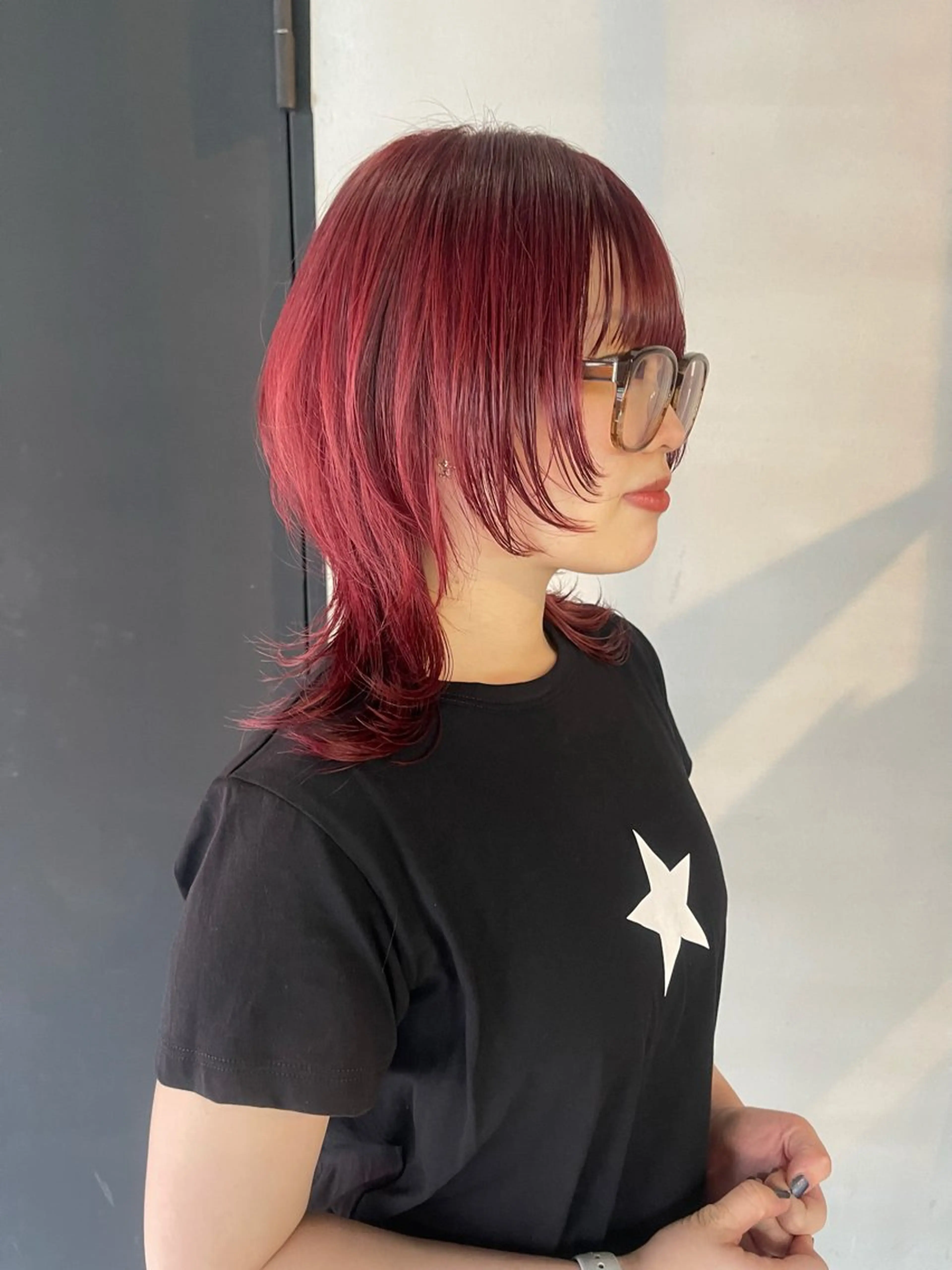 ミディアム レイヤーカット ウルフカット ウルフレイヤー カット ヘアカラー 柏 ウルフ/レイヤー 田中佐和🐺のヘアスタイル