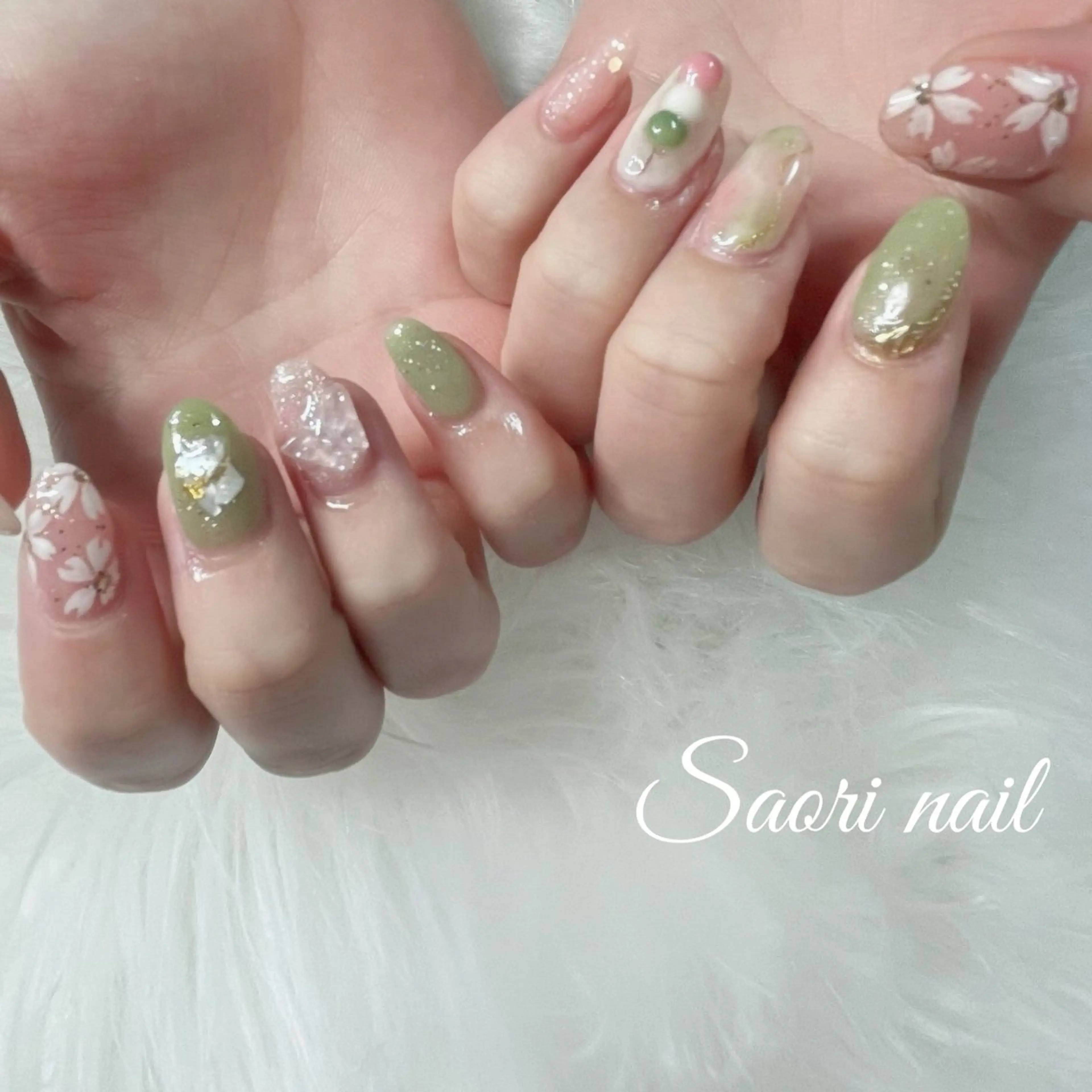 ネイル アートネイル フレンチネイル ジェルネイル ガラスフレンチ 韓国ネイル 安部 沙織のネイルデザイン