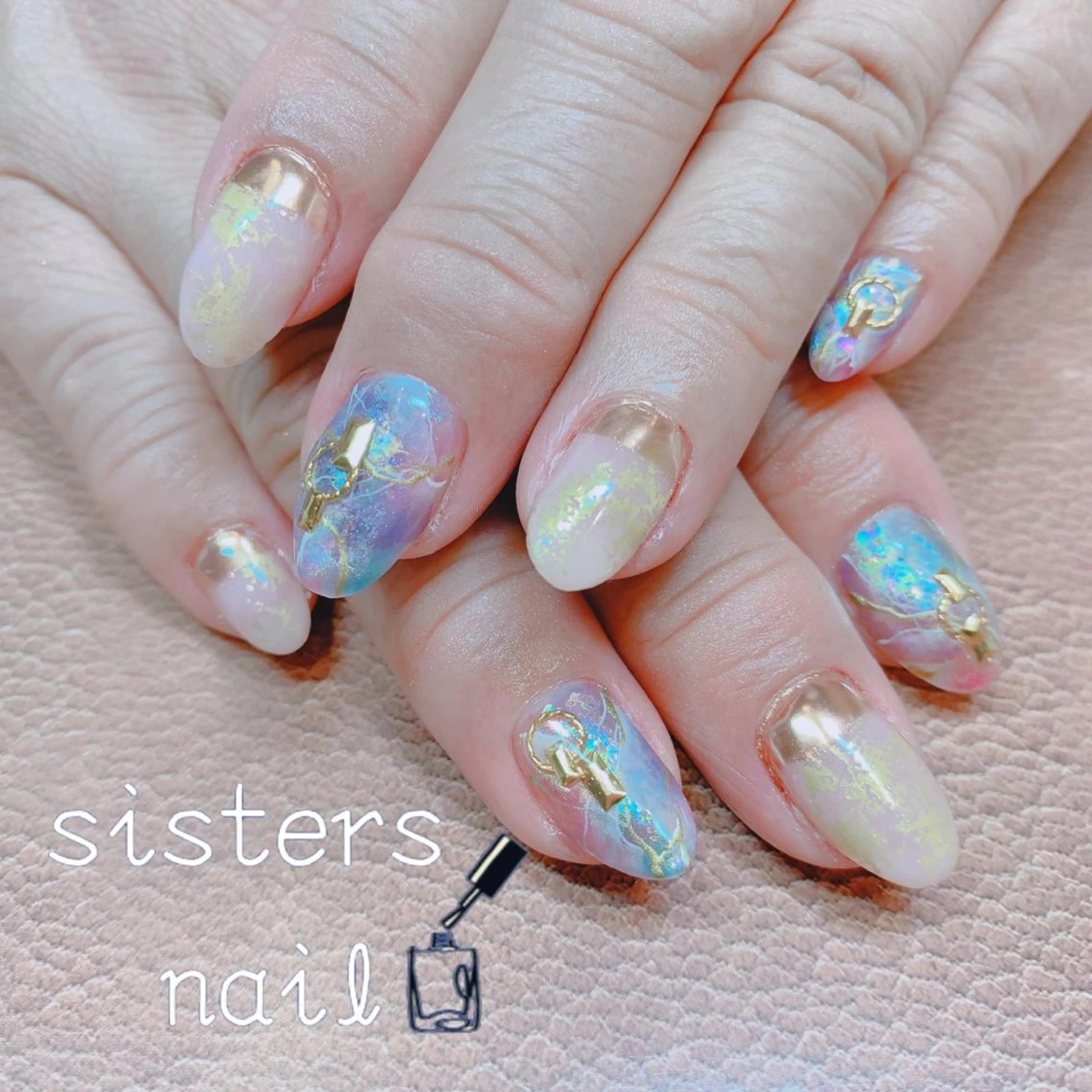 ネイル アートネイル ミラーネイル ニュアンスネイル シンプルネイル 春ネイル ハンドネイル ハンドケア sisters nail.fのネイルデザイン
