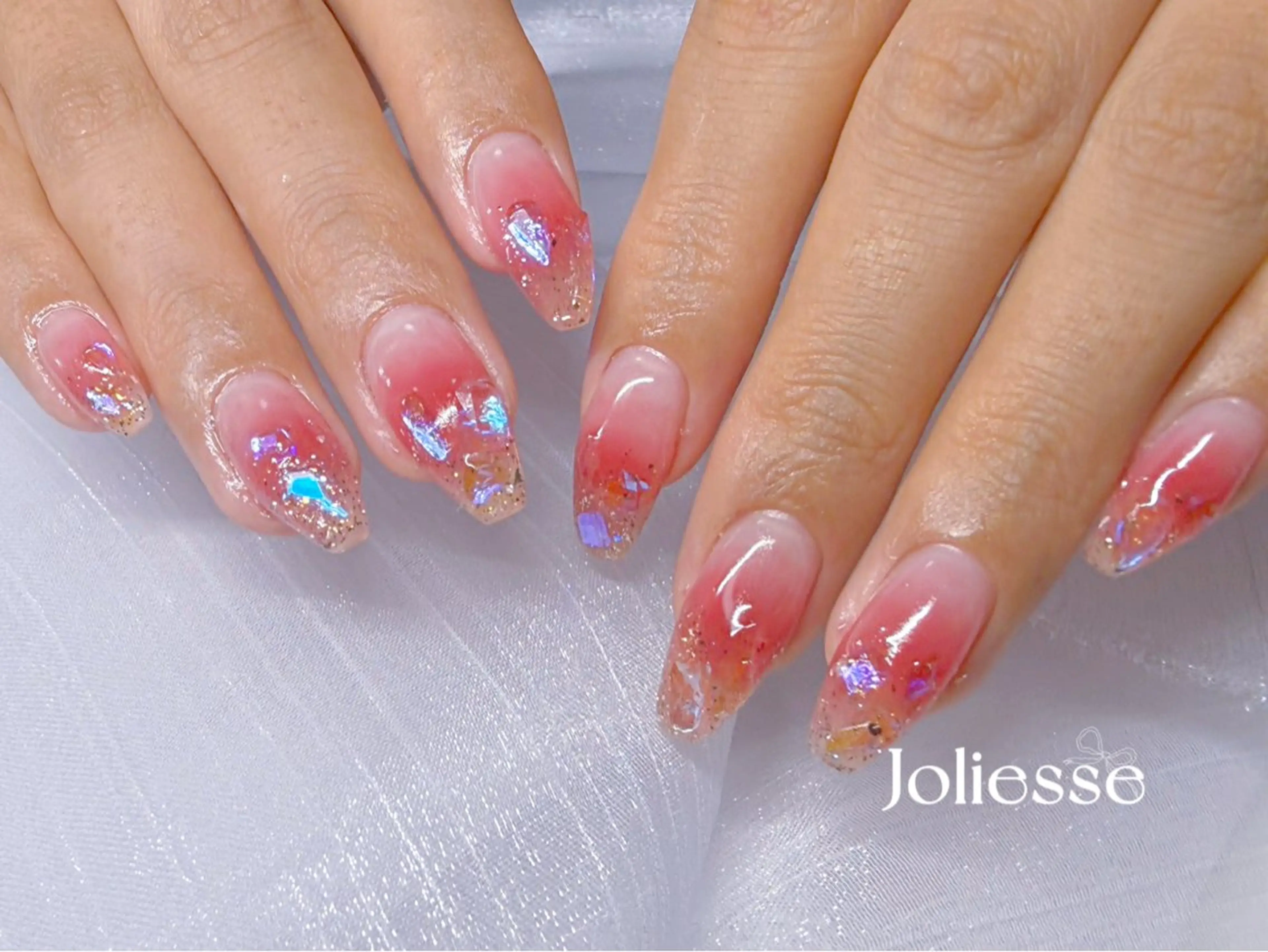 ネイル チークネイル クリアネイル ストーンネイル Joliesse nail salonのネイルデザイン