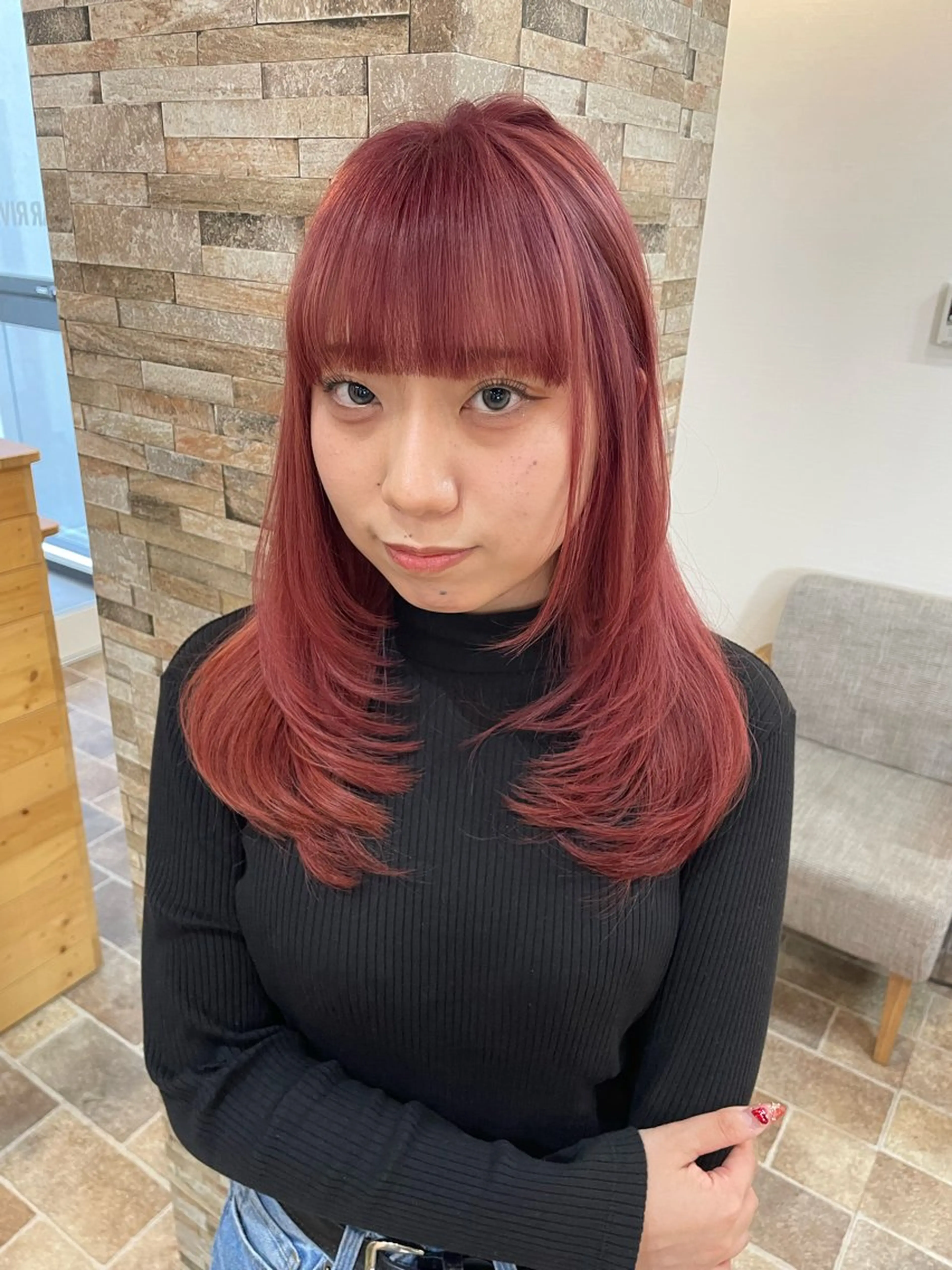 ロング カラー ピンクカラー ヘアカラー YUI/ ブリーチカラー🌷のヘアスタイル