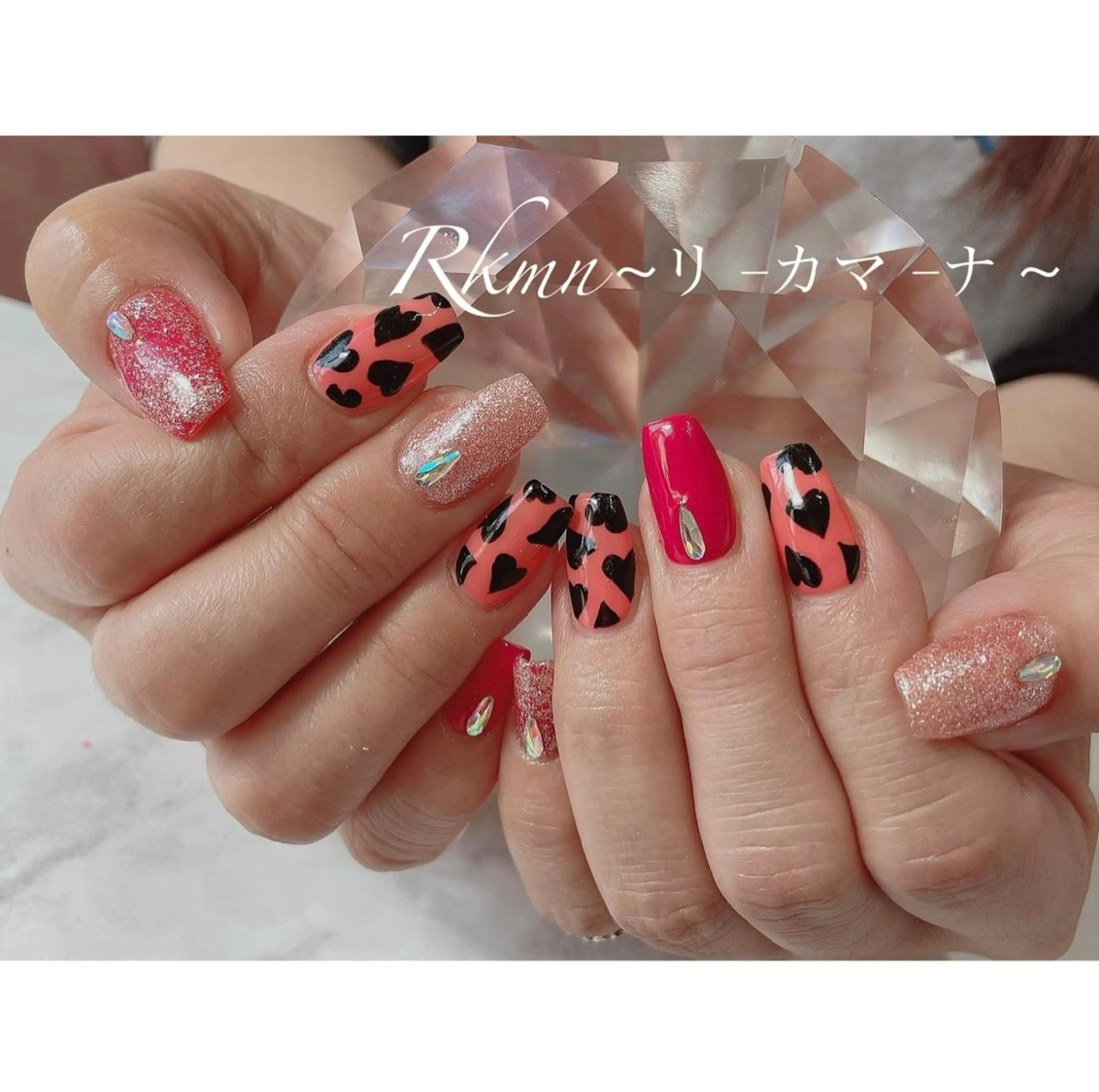 ネイル アートネイル ハート キラキラネイル ラメ(グリッター) 春ネイル ハンドネイル フットネイル ハンドケア Rkmn ~リ-カマ-ナ~のネイルデザイン