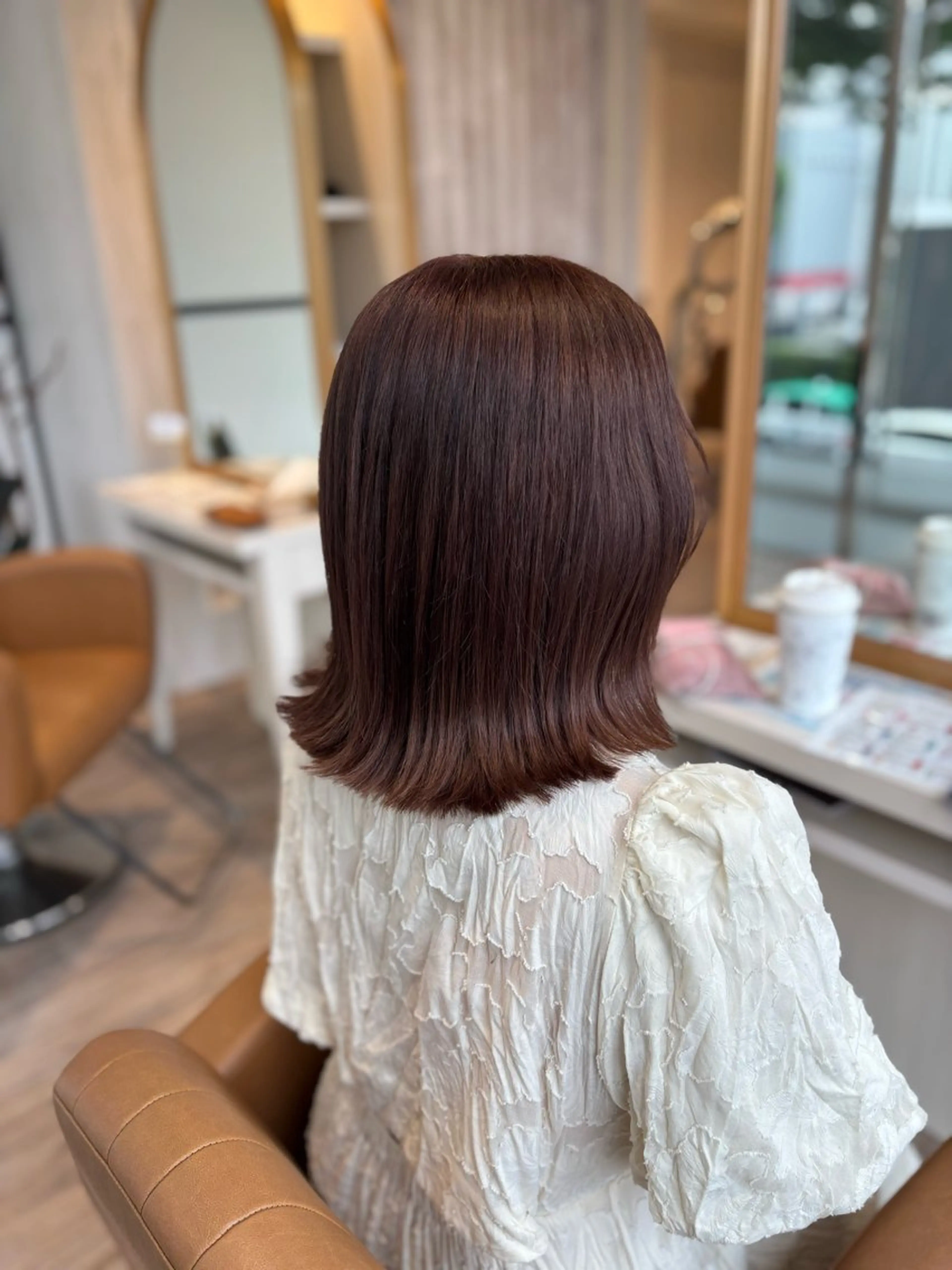 ミディアム カット ヘアカラー トリートメント yui🥀/ボブ /ブリーチなしカラーのヘアスタイル