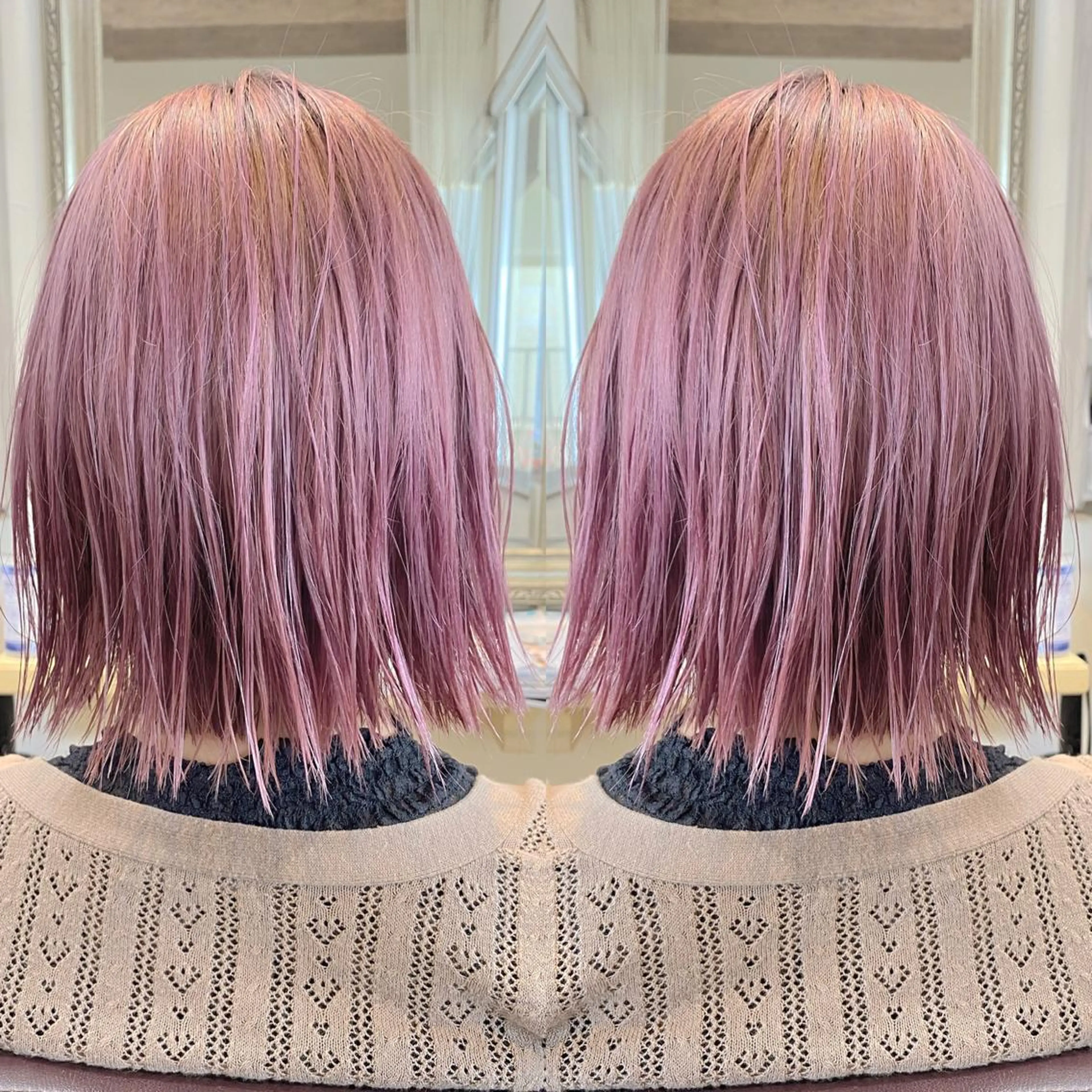 ミディアム カラー バレイヤージュ レイヤーカット カット ヘアカラー grand juteのヘアスタイル