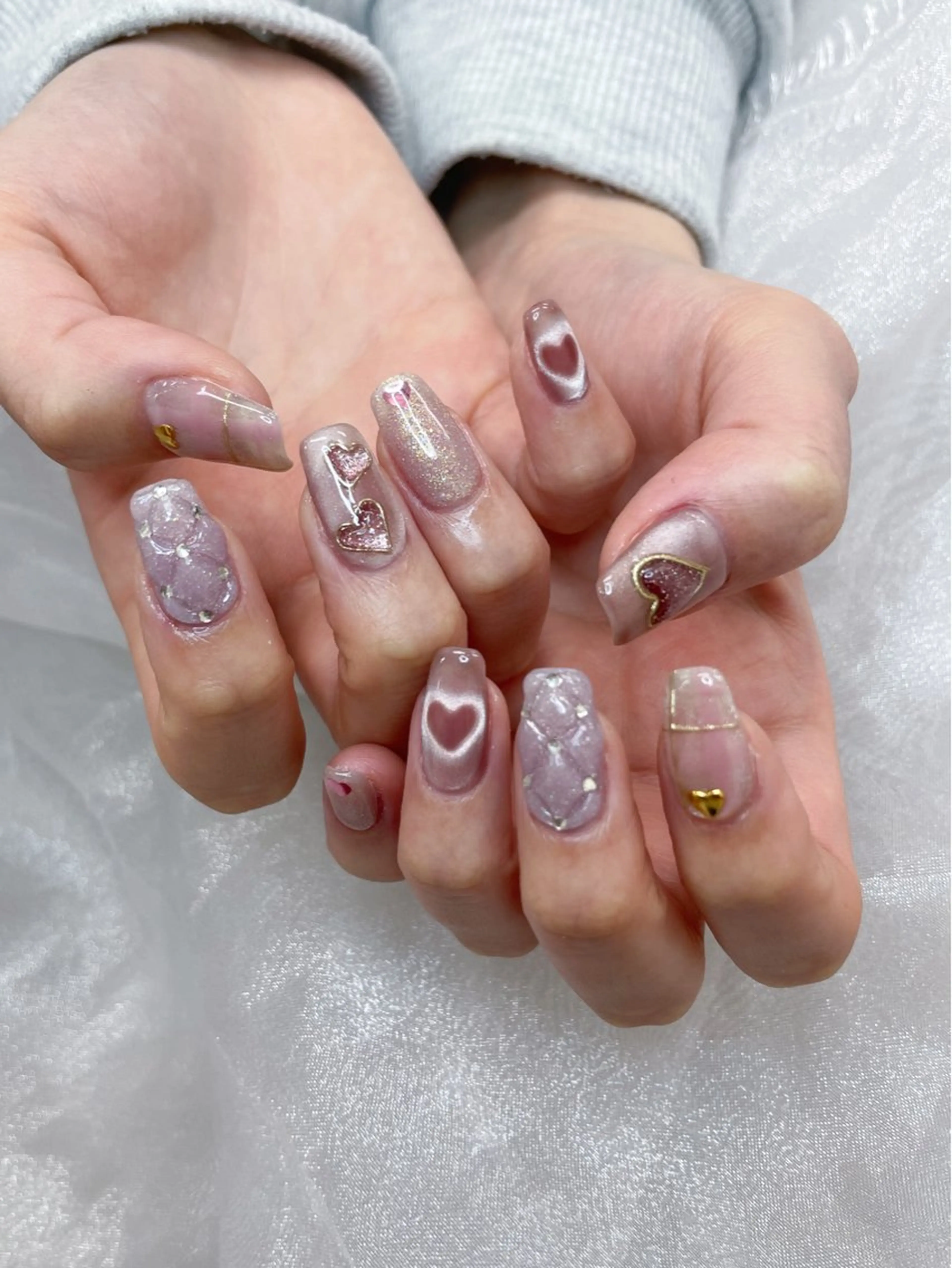 ネイル ハート バレンタイン ハンドネイル 五十嵐 美智のネイルデザイン