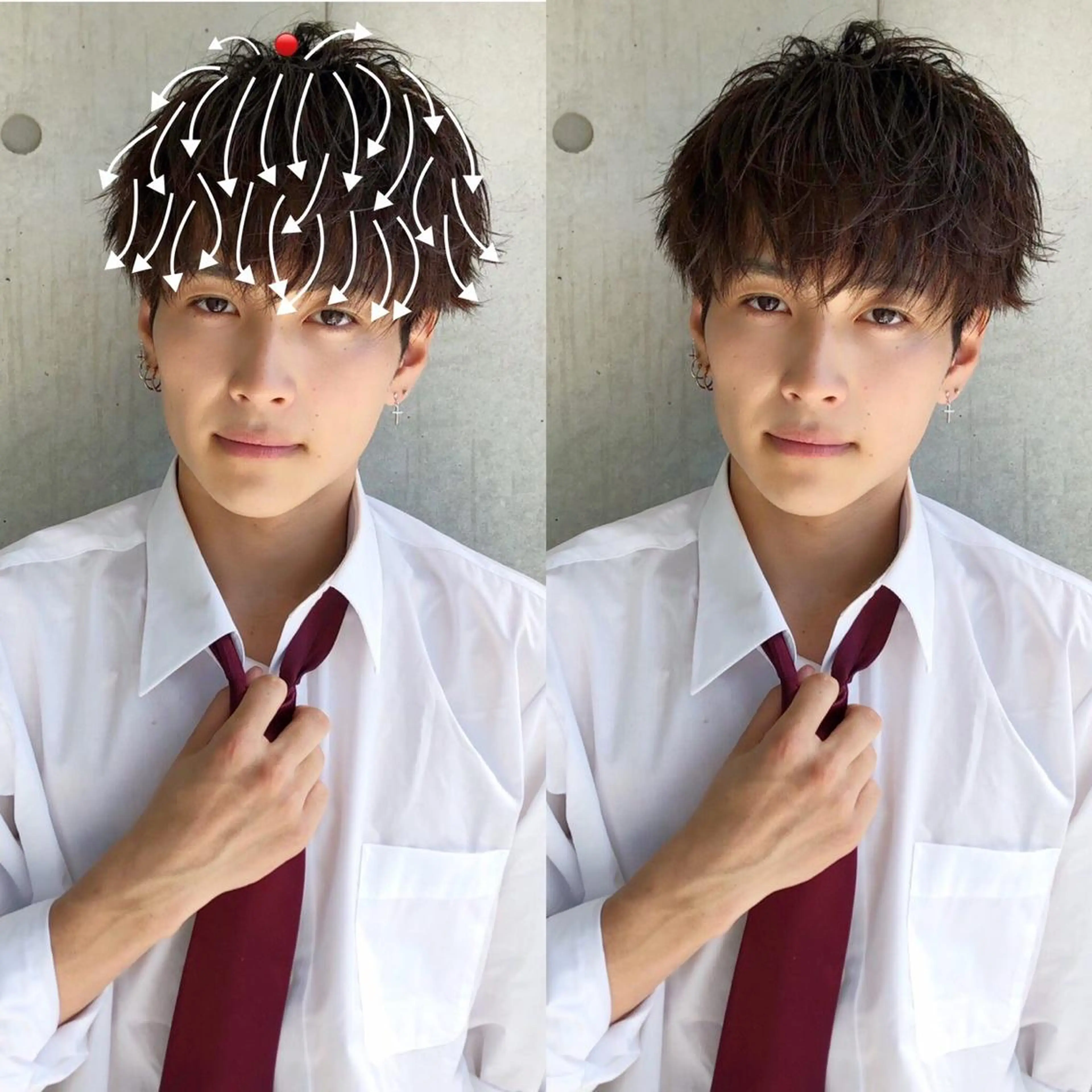 ショート パーマ メンズ アップバング ビジネス モヒカン マッシュ メンズパーマ 赤み消し🌿 透明感カラー🫧のヘアスタイル