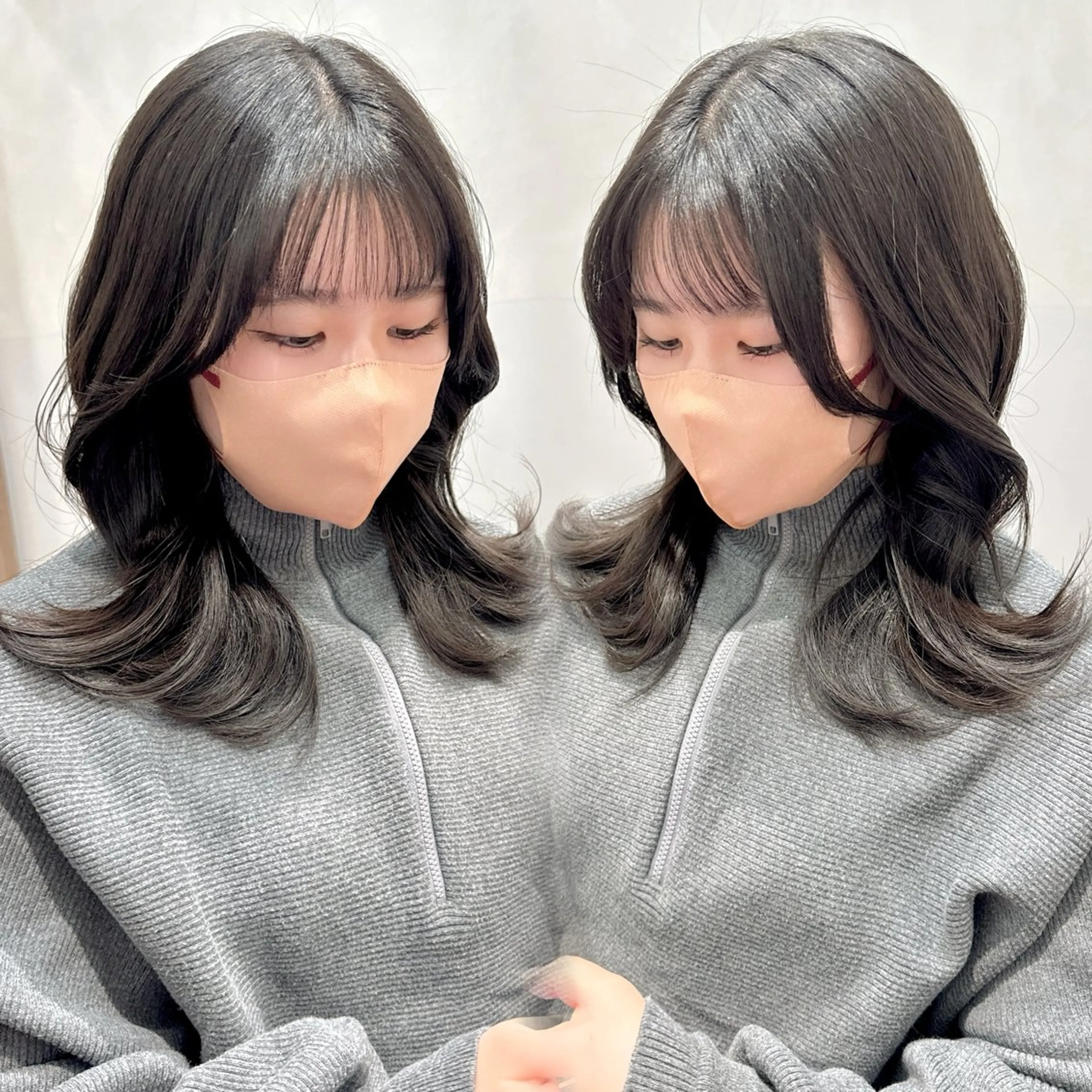 ミディアム レイヤーカット カット 森 隆秀/韓国ヘアのヘアスタイル