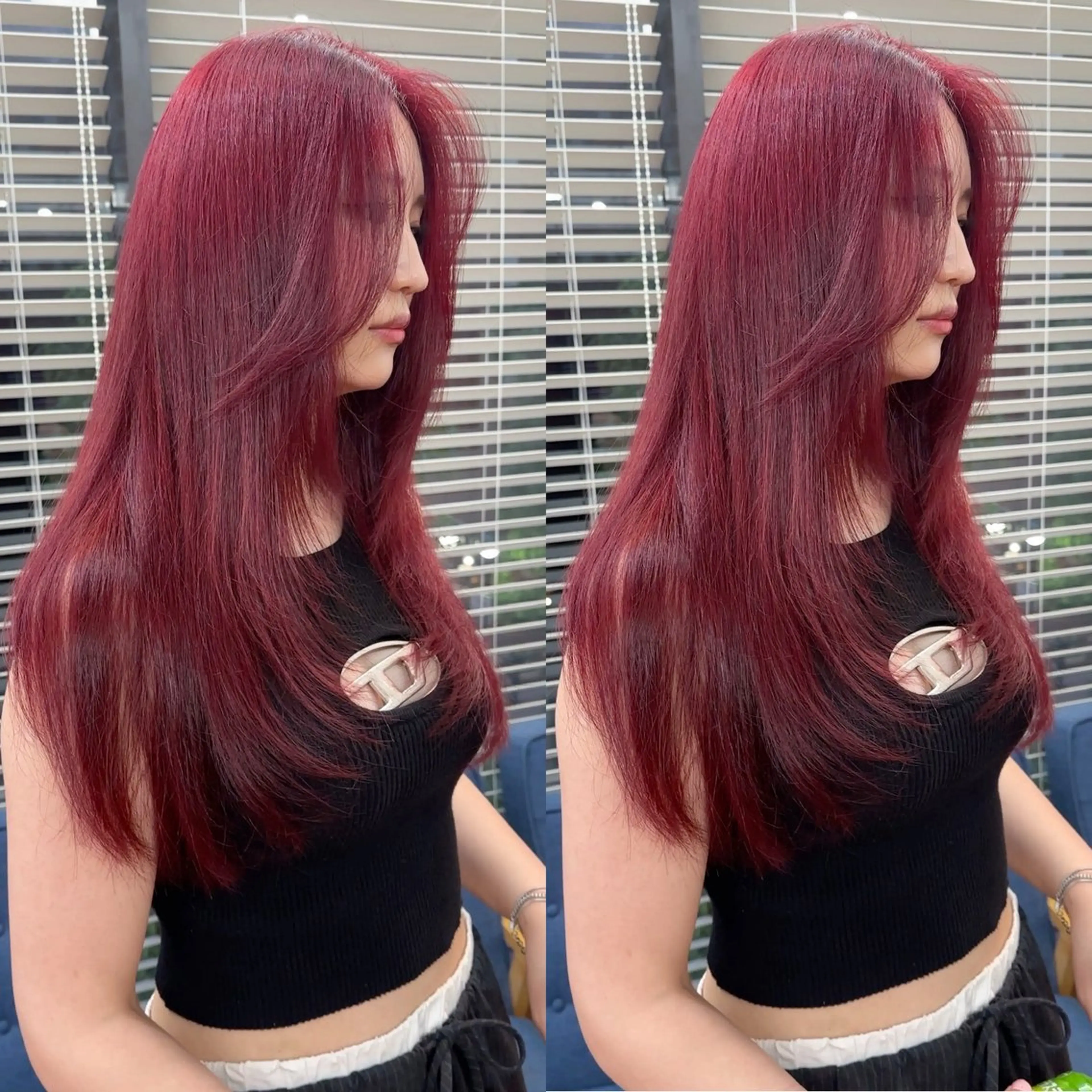 ロング カラー ブリーチ ブリーチなしカラー ピンクカラー ブリーチなしピンク 縮毛艶髪矯正/吉村のヘアスタイル