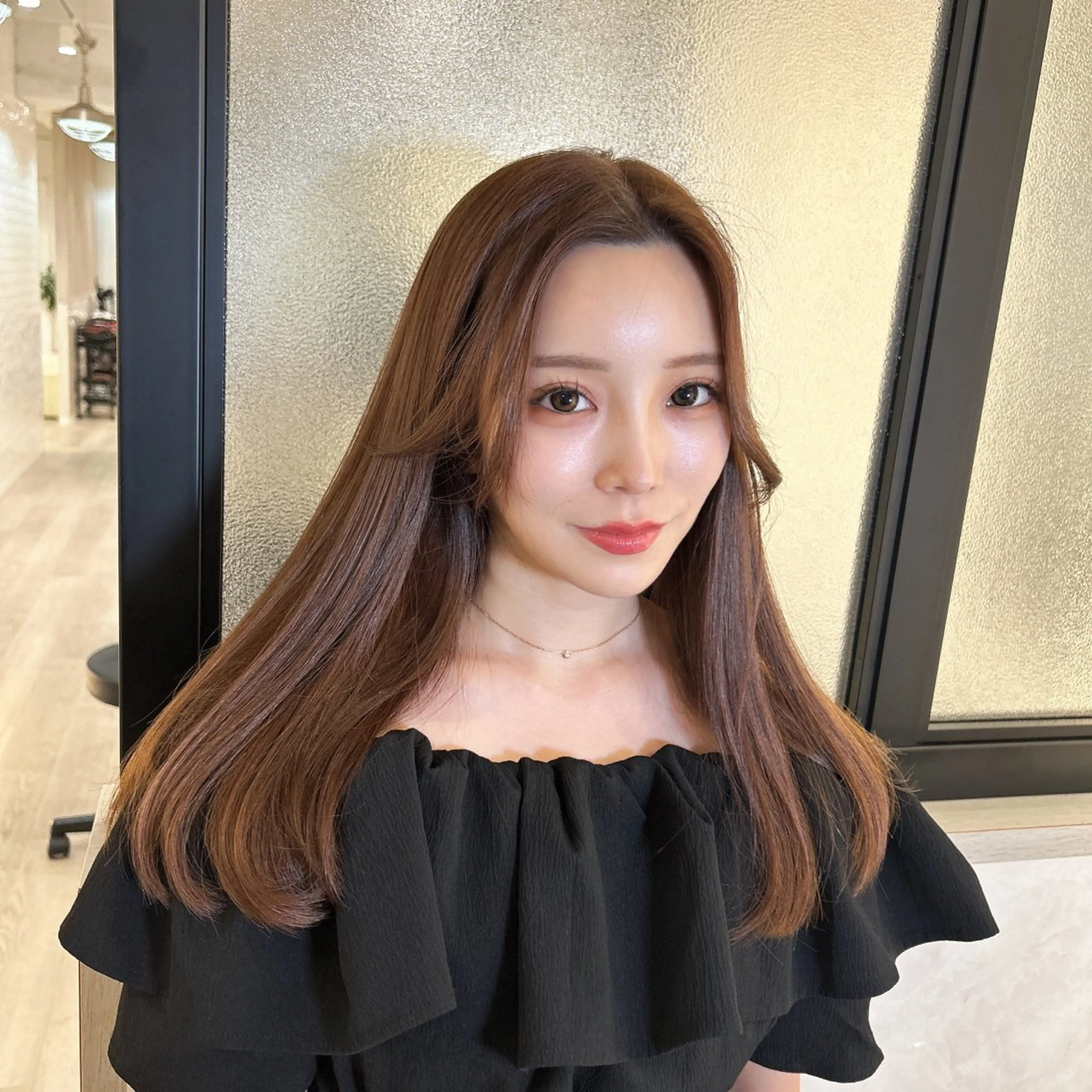 ロング カラー カット ヘアカラー トリートメント emi/髪質改善/ 韓国風/艶カラーのヘアスタイル